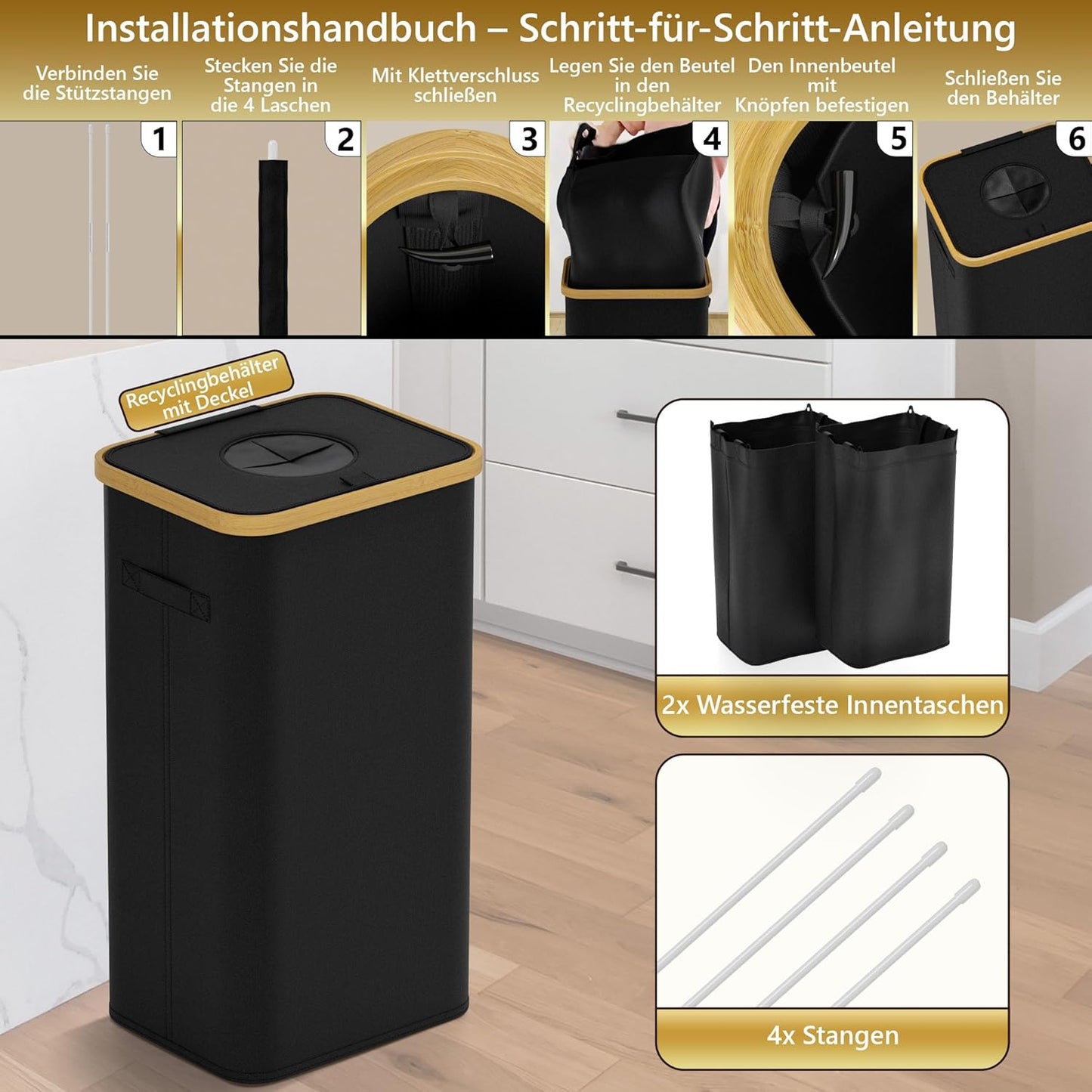 Leergut Sammelbehälter, 100L - Pfandflaschen - Schwarz