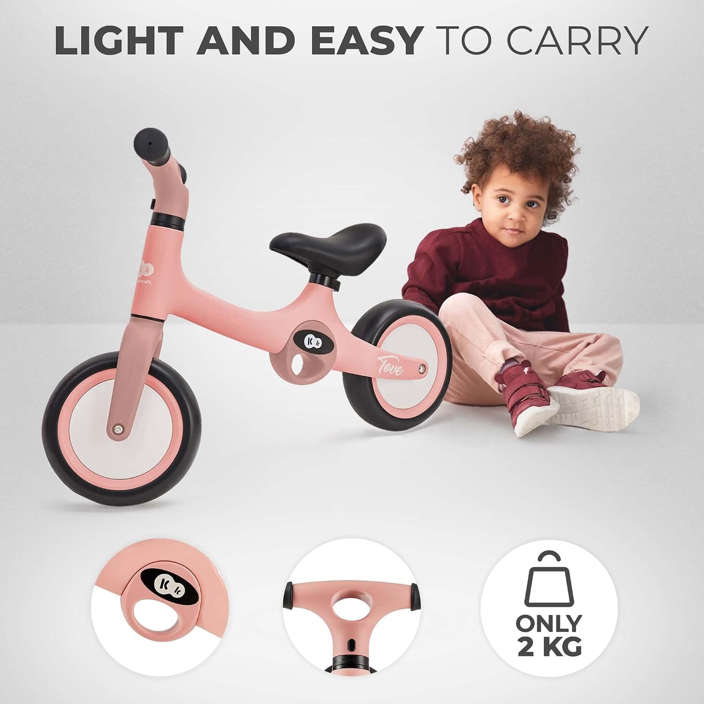 Laufrad Tove mit höhenverstellbarem Sattel, Rosa