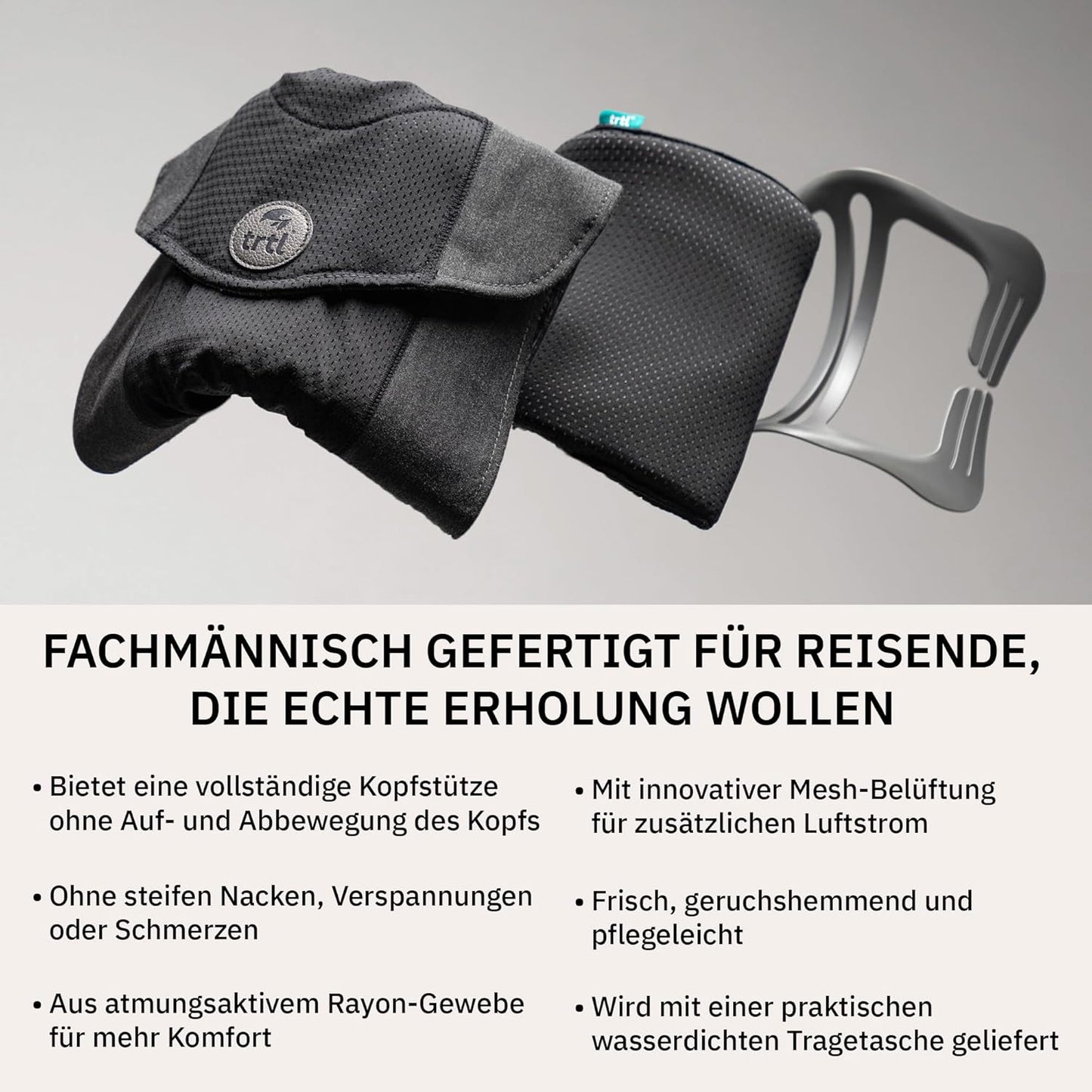 Reisekissen mit kühlender Nackenstütze und Schaumstoff, Adult Schwarz/Grau