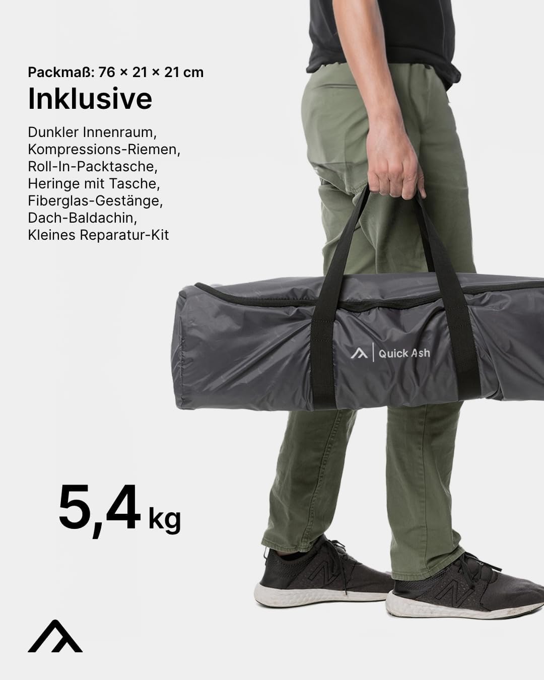 Sekundenzelt für zwei Personen mit Schnellaufbau-System, Dark Series