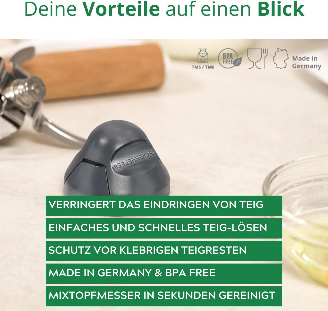 TeigPro Messerschutz / Teigrestevermeider für Thermomix TM5,TM6,TM7, Anthrazit-grau