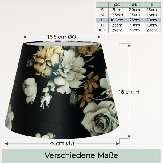 Lampenschirm, Blumen XL = ØU: 30cm | ØO: 23cm | H: 18cm