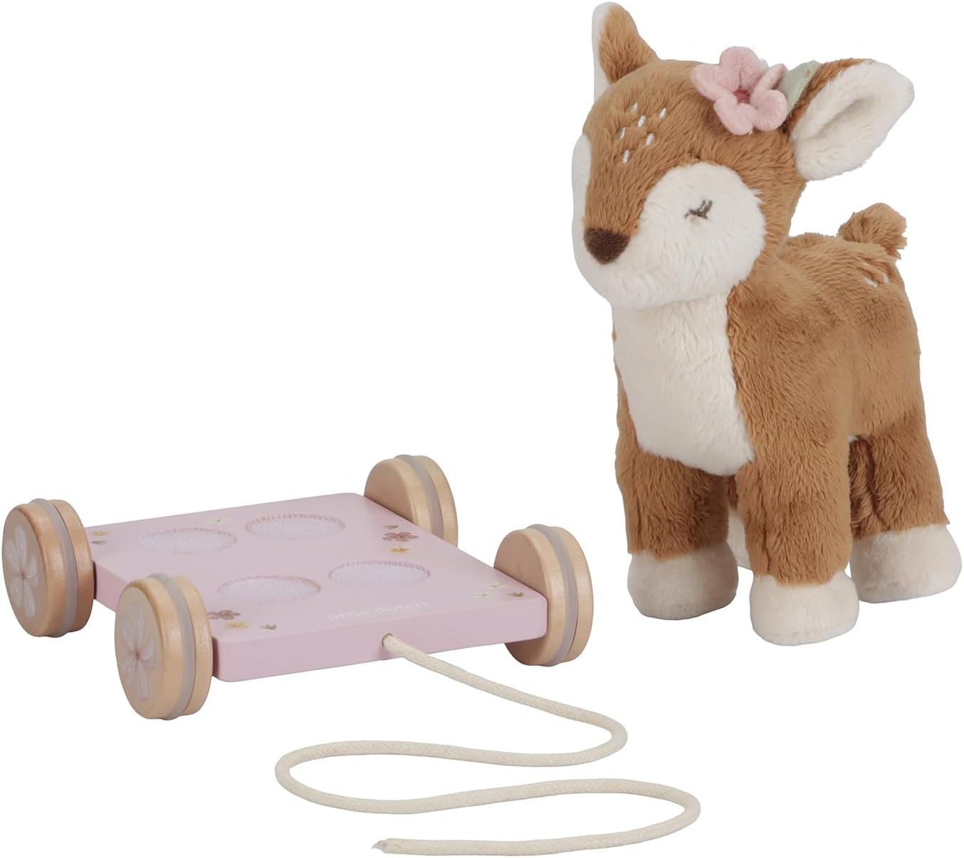 Nachziehtier Reh mit abnehmbarem Kuscheltier