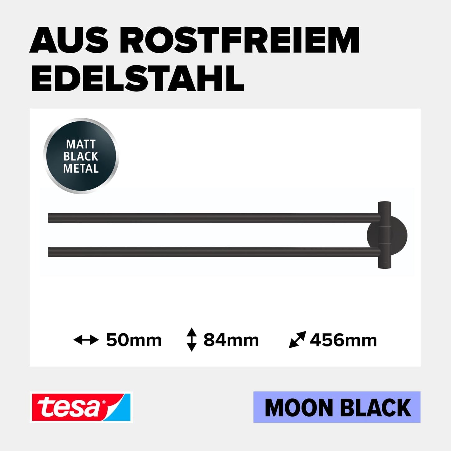 Moon Black Handtuchhalter, Handtuchhalter 2-armig