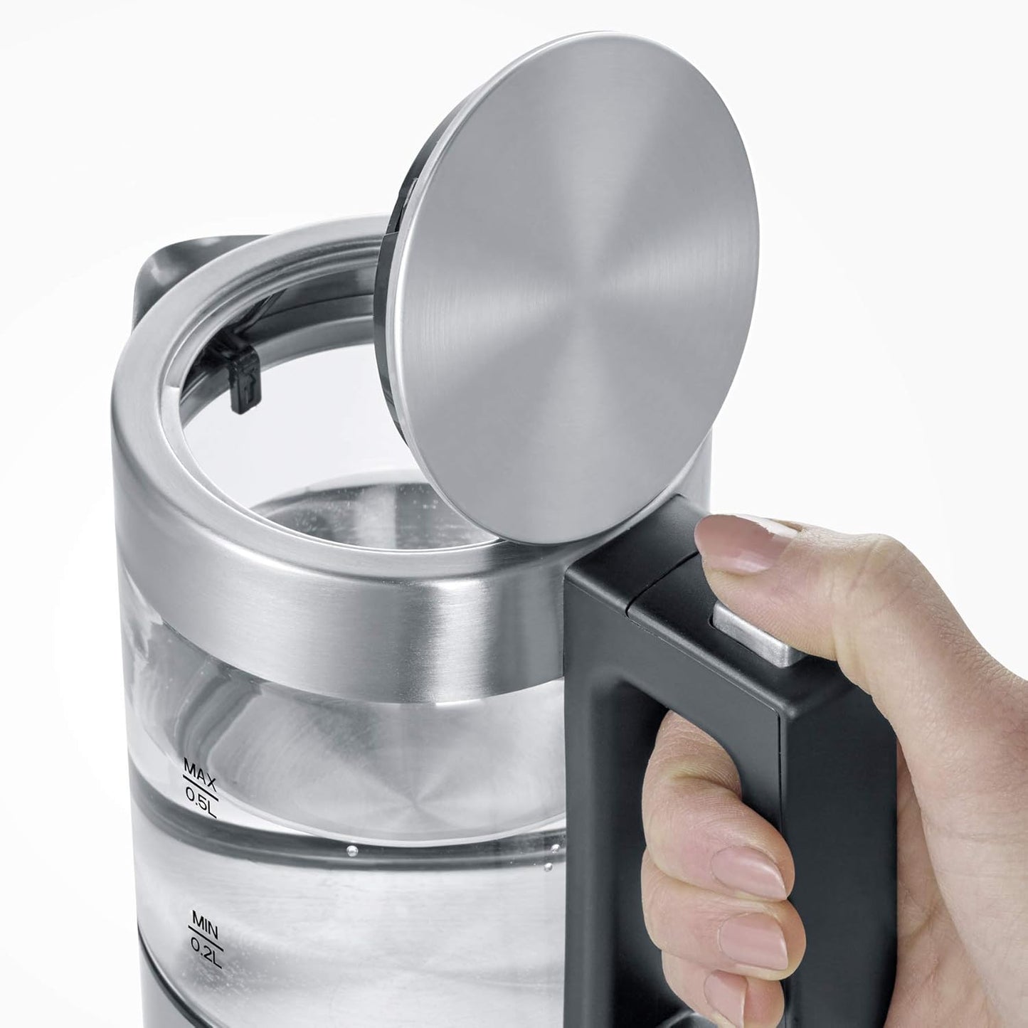 Mini Glas Wasserkocher 0,5 L mit Kalkfilter, 0.5L
