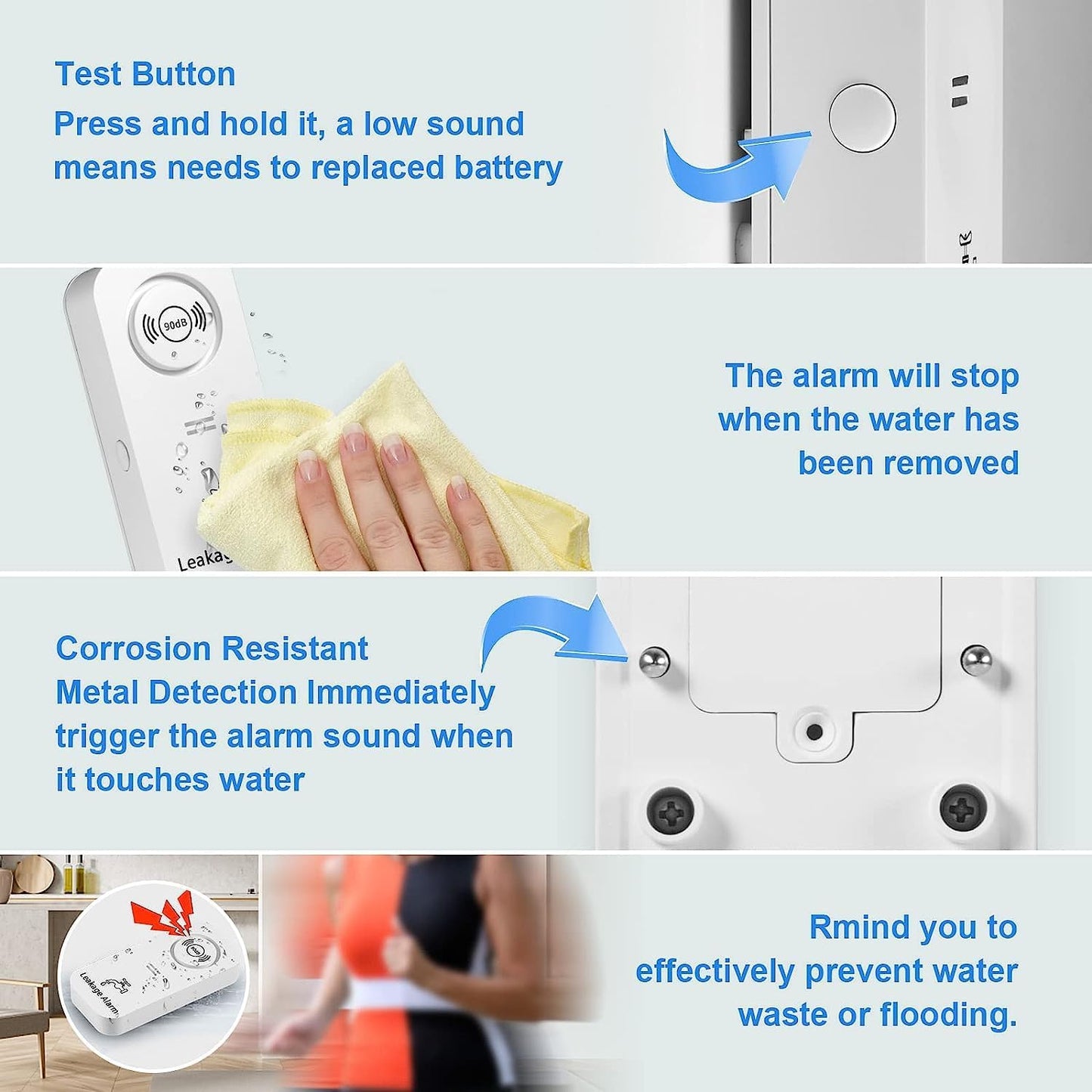 5er Set WLAN Wassermeldermit App Alarm, 5-teiliges Set