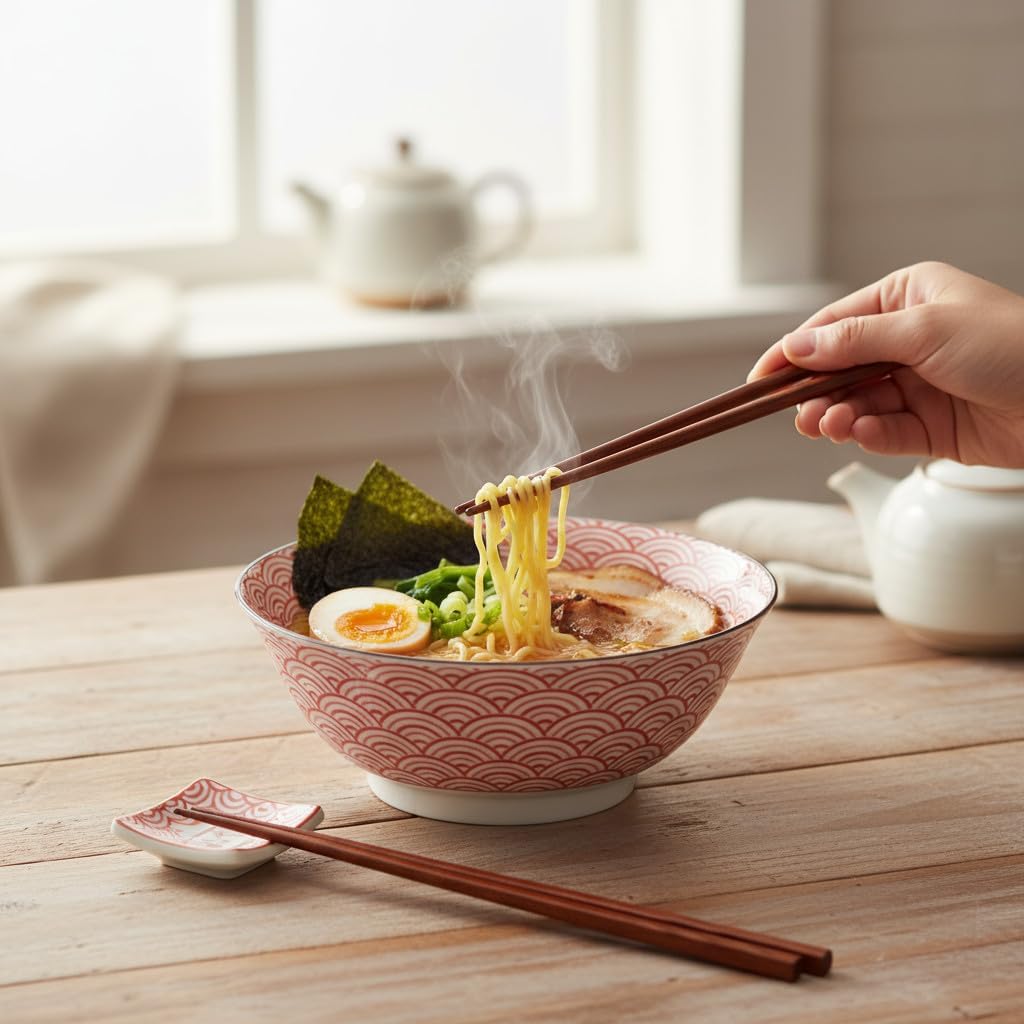 Ramen-Schüssel mit Katzen-Design, Lucky Cat Neko Red 20x8cm 1000ml
