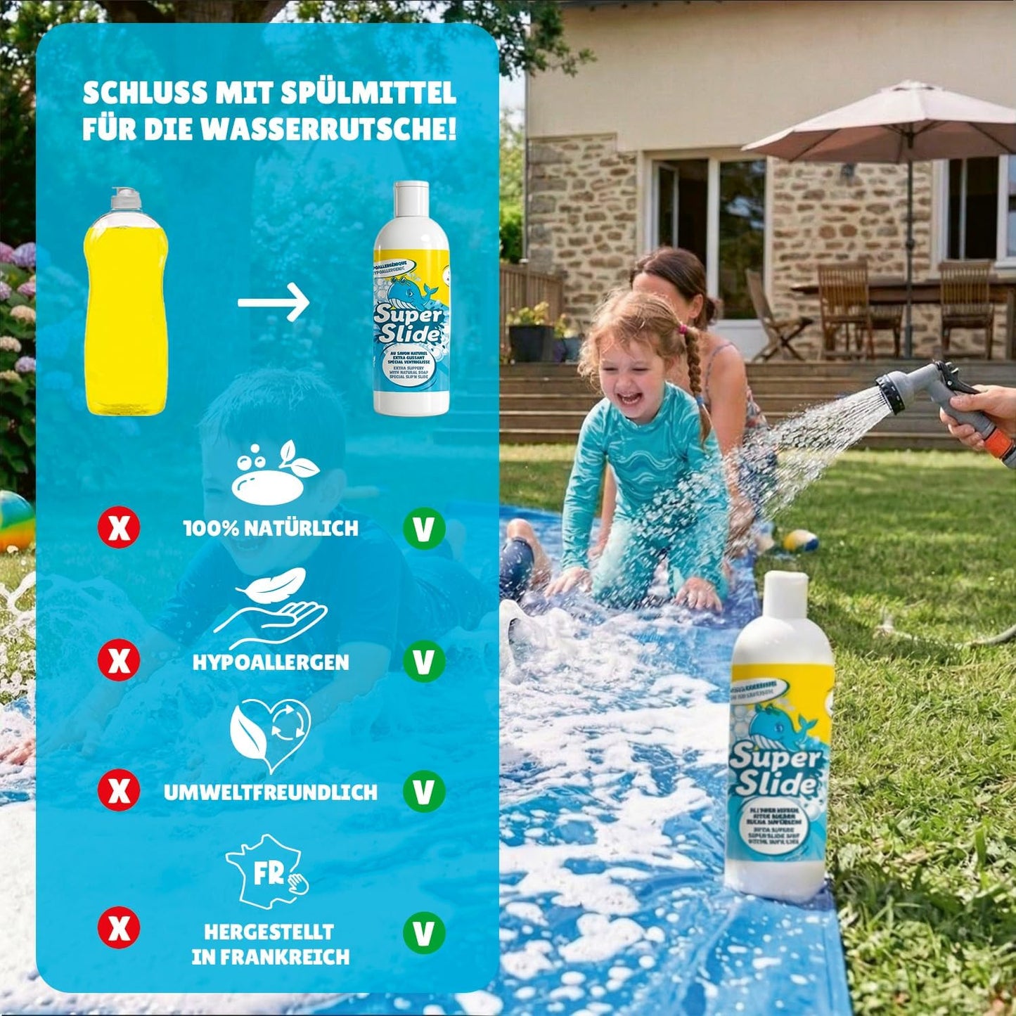 XXL Wasserrutschmatte-Set (20 m) mit Naturseife, 2 Slip'n Slide + Seife