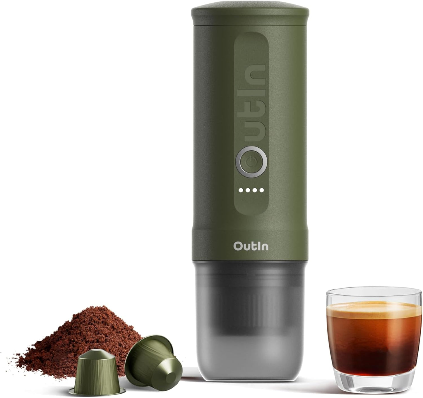 Tragbare elektrische Espressomaschine, Waldgrün