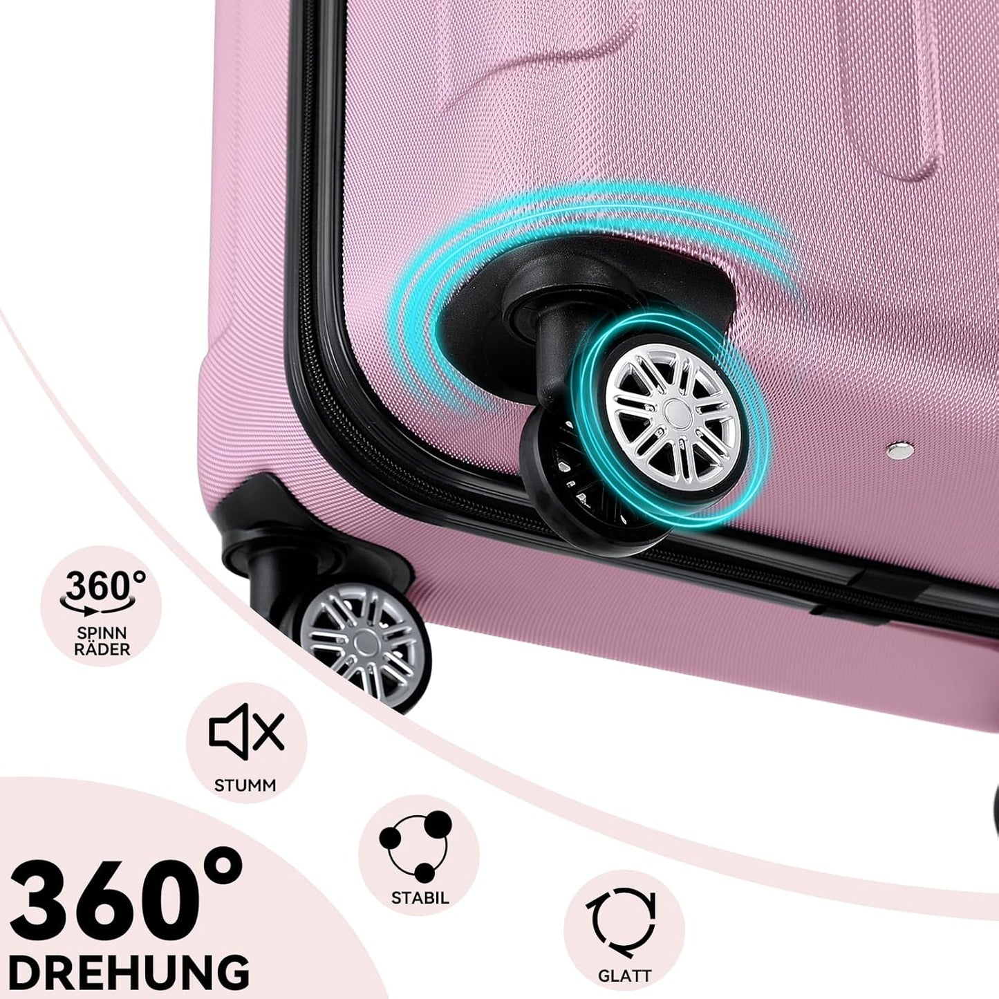 Reisekoffer-Set mit Zwillingsrollen (3-teilig), Princess-pink