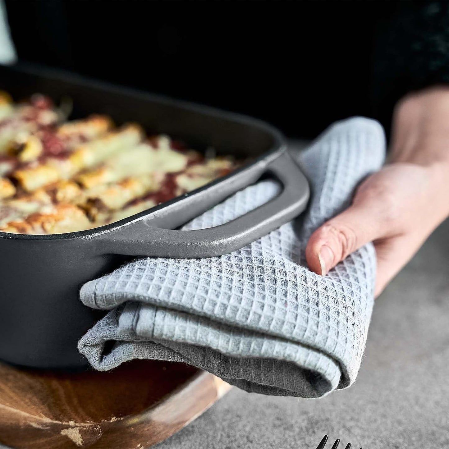 Emaillierte Auflaufform für Ofen & Grill, Guseisen Auflaufform Grau