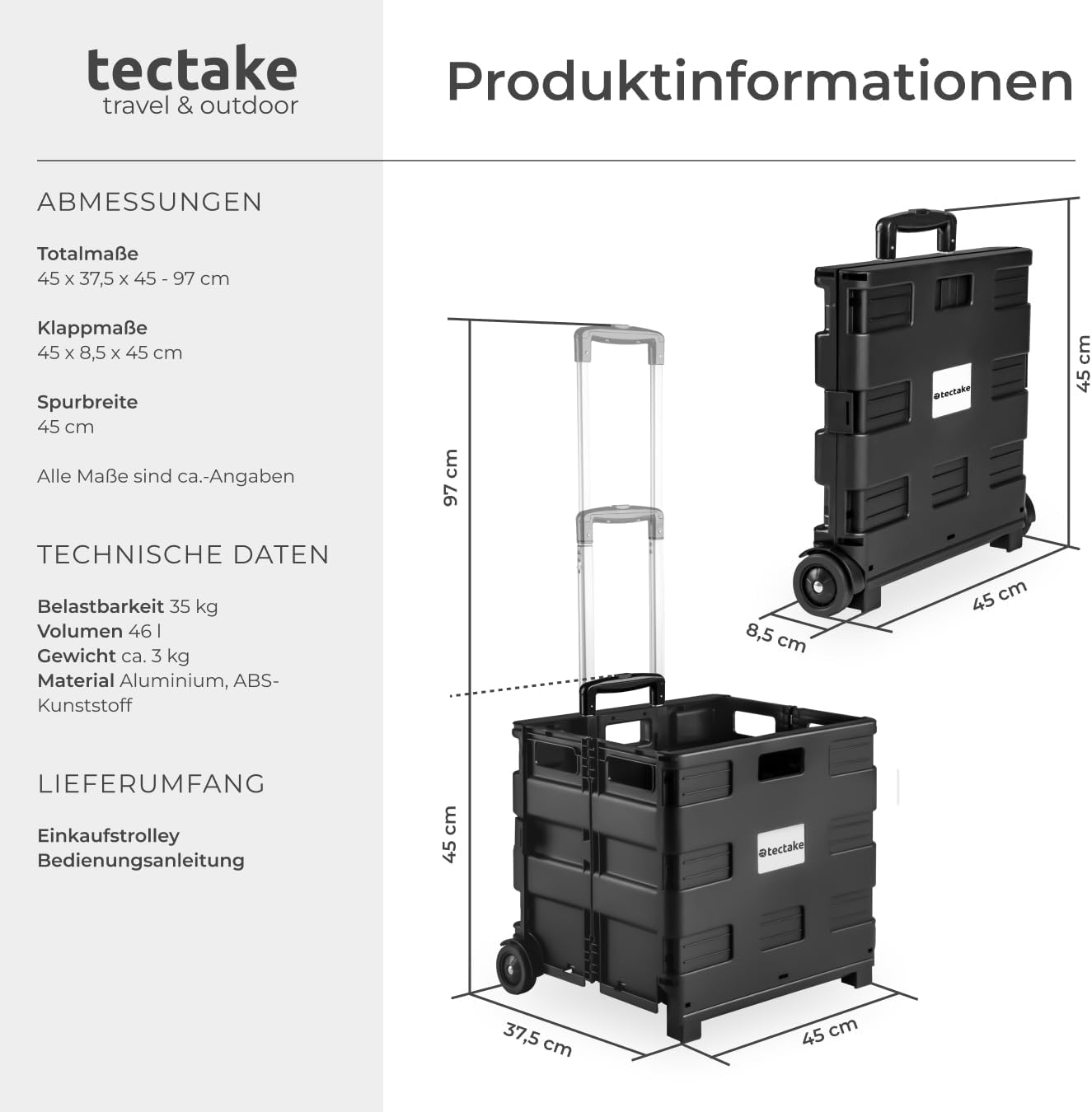 Einkaufstrolley, 45,75 Liter Volumen