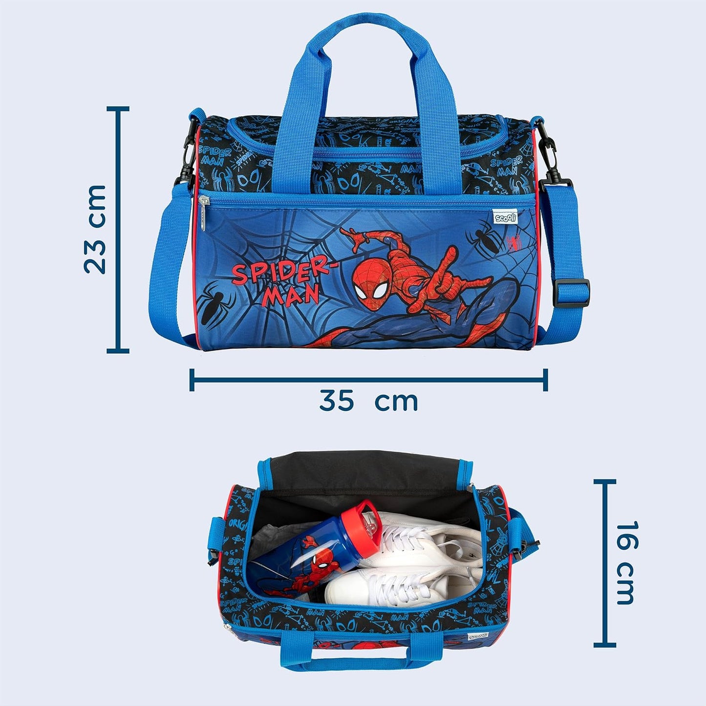 Sporttasche Spiderman für Kinder, Blau