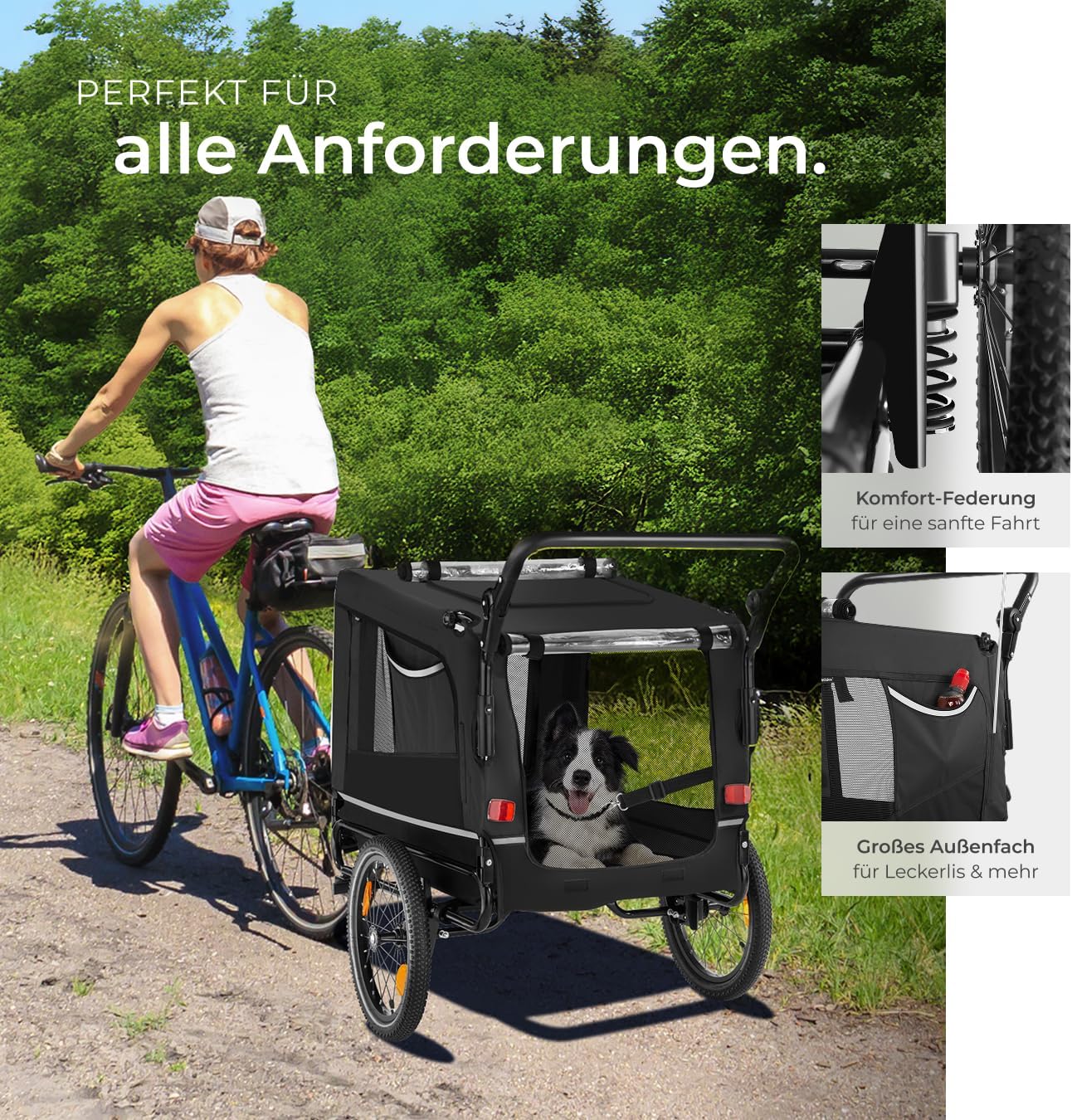 Veloanhänger für Hunde, Schwarz
