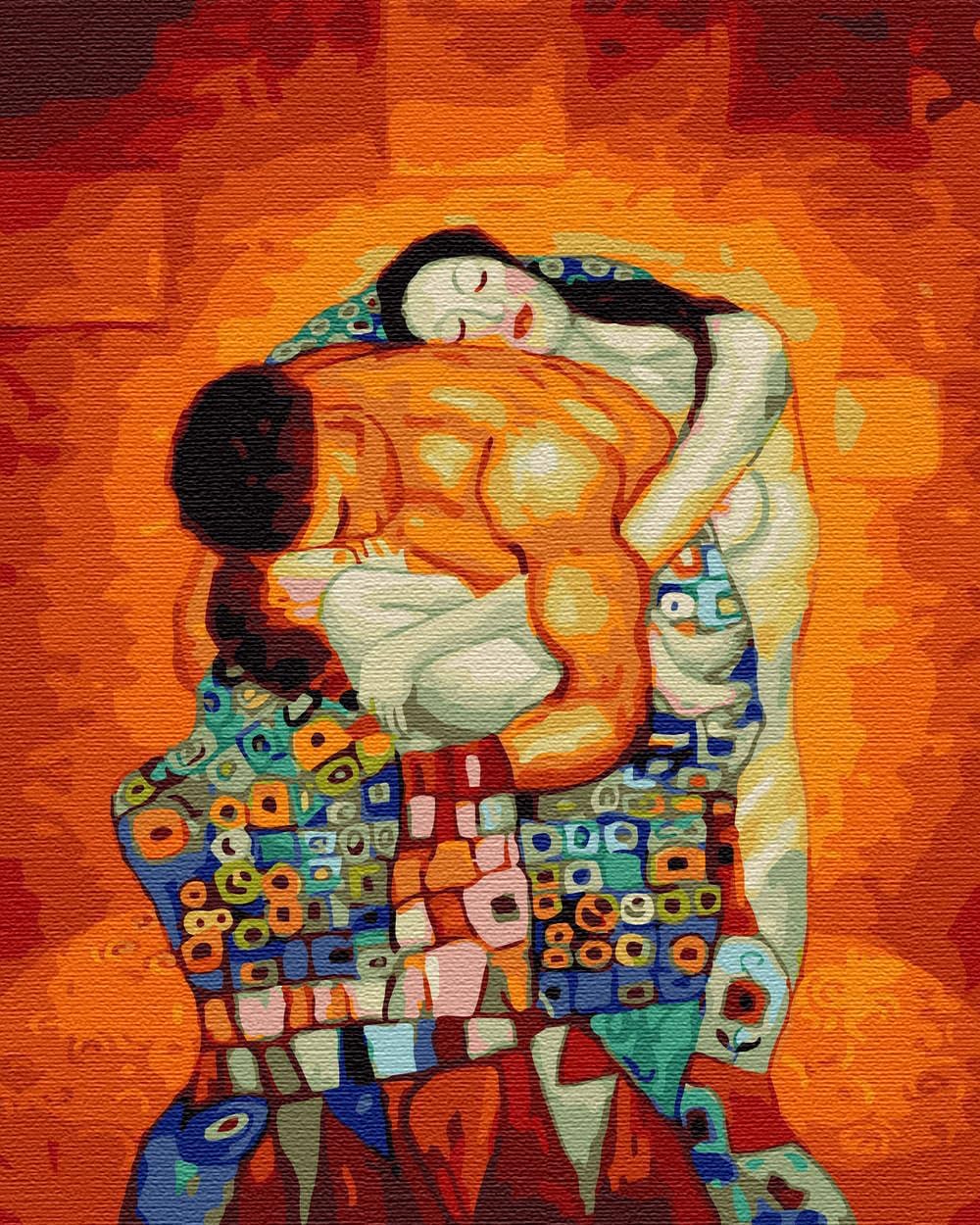 Malen nach Zahlen Set - Familie, Familie Gustav Klimt Mit Rahmen