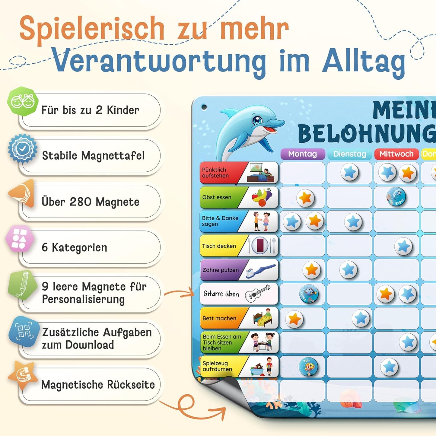 Magnetische Belohnungstafel für Kinder, Blau / Belohnungstafel