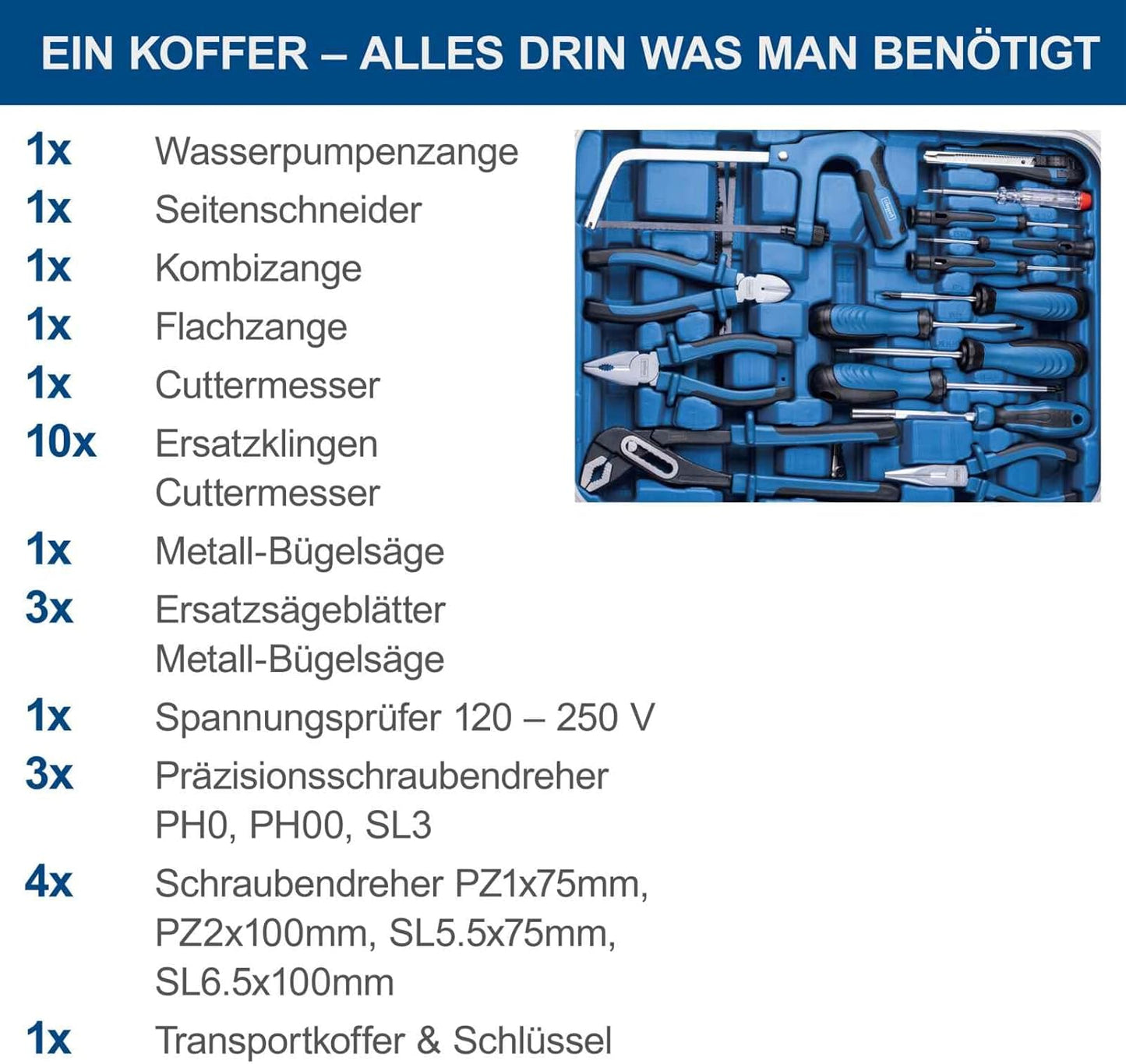 173-teiliges Werkzeugkoffer-Set TB173 für Haushalt und Werkstatt, TB173 - 173-tlg