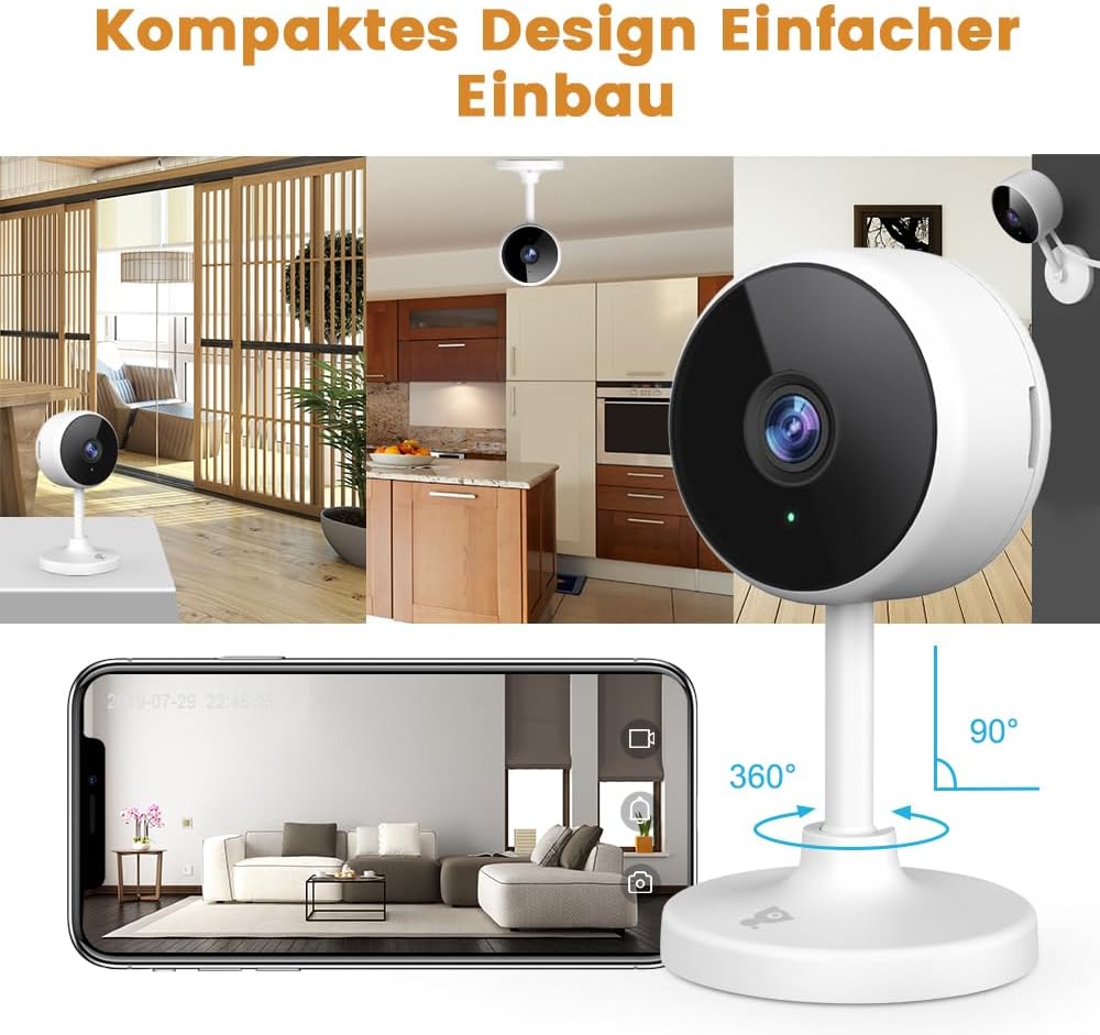 Überwachungskamera-Set mit Bewegungserkennung, 2 Stück-2.4GHz Weiss