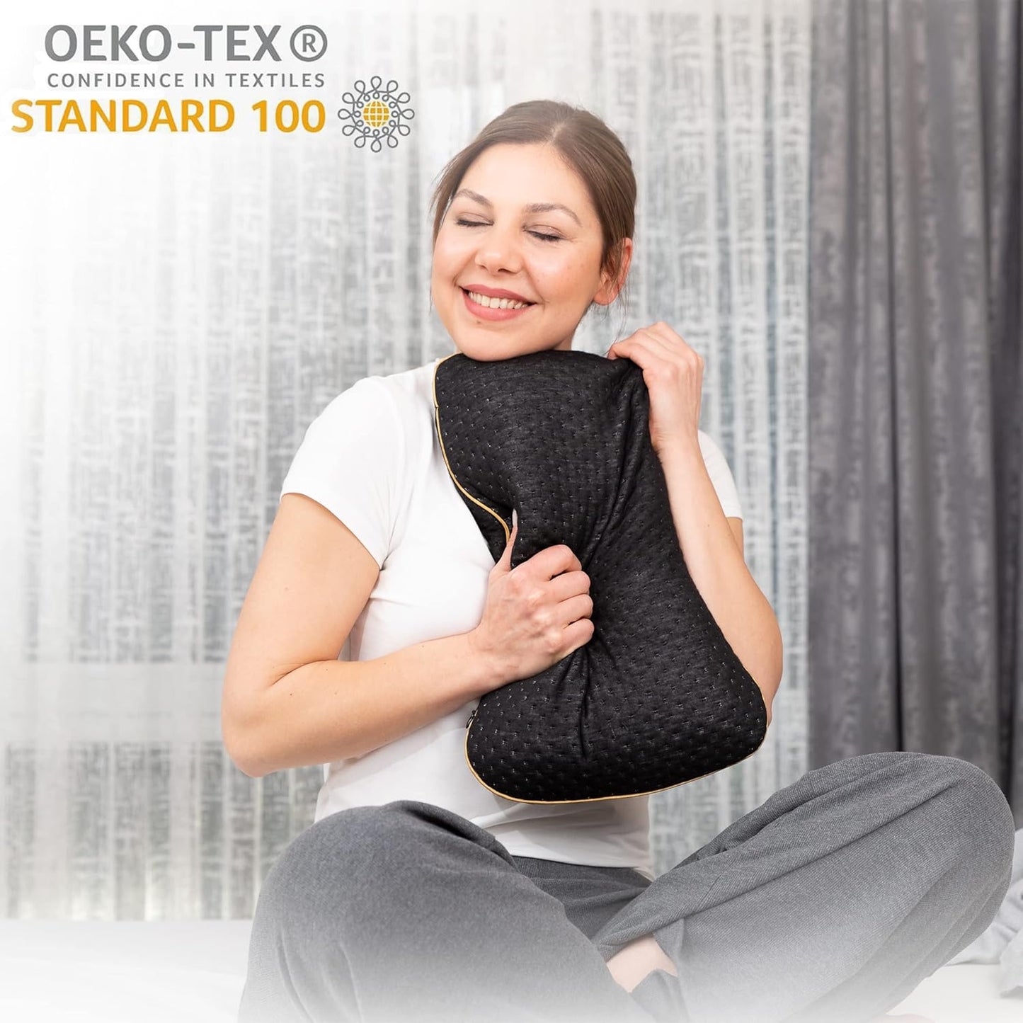 Ergonomisches Reisekissen, 35 X 30 X 10/8 Cm - Schwarz