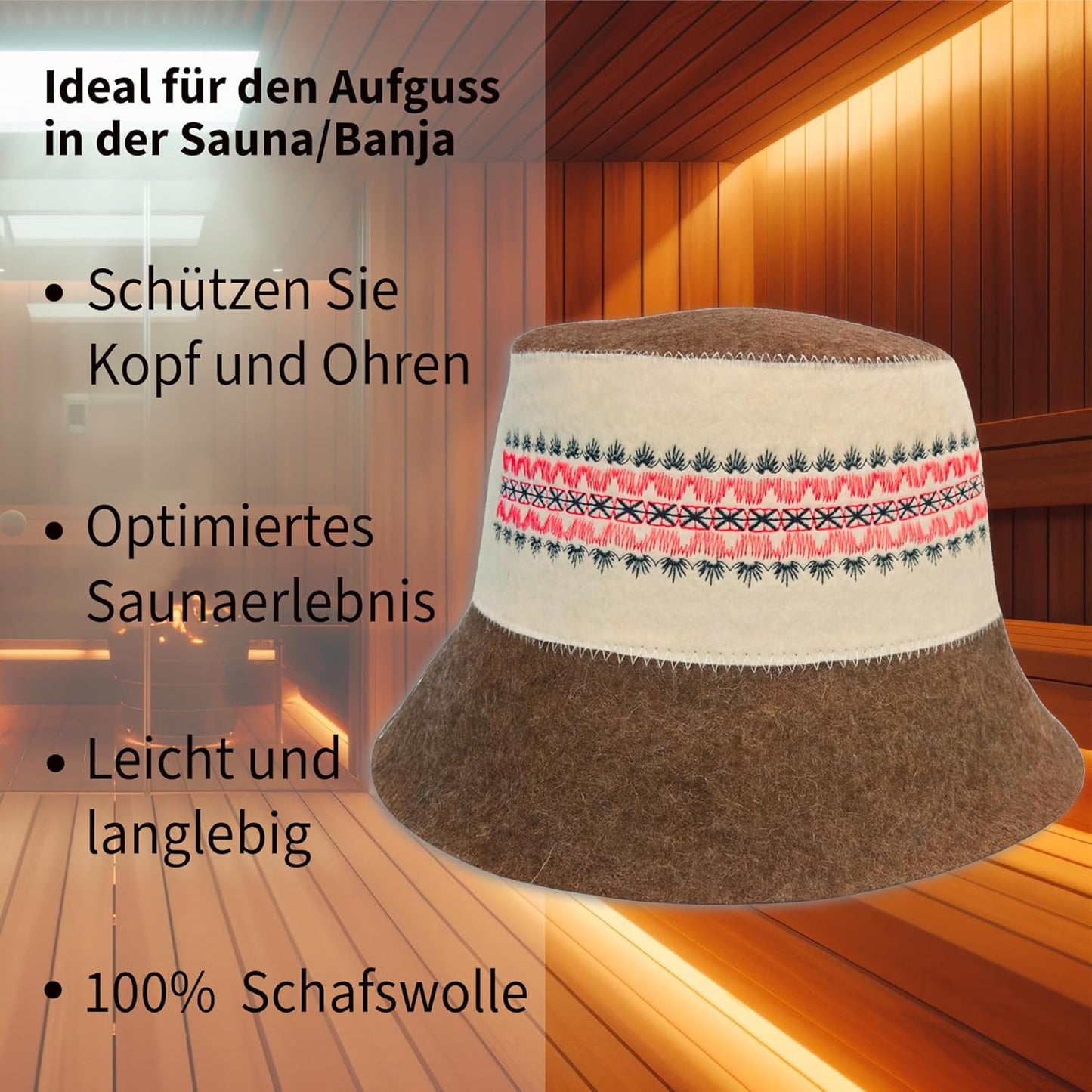 Saunahut, Braun-Weiss