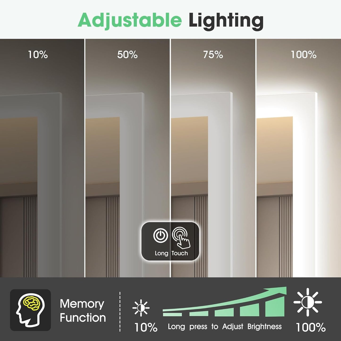 LED-Badspiegel mit Beleuchtung und Bluetooth (80x80 cm), M77 (Bluetooth) 80L x 80B cm