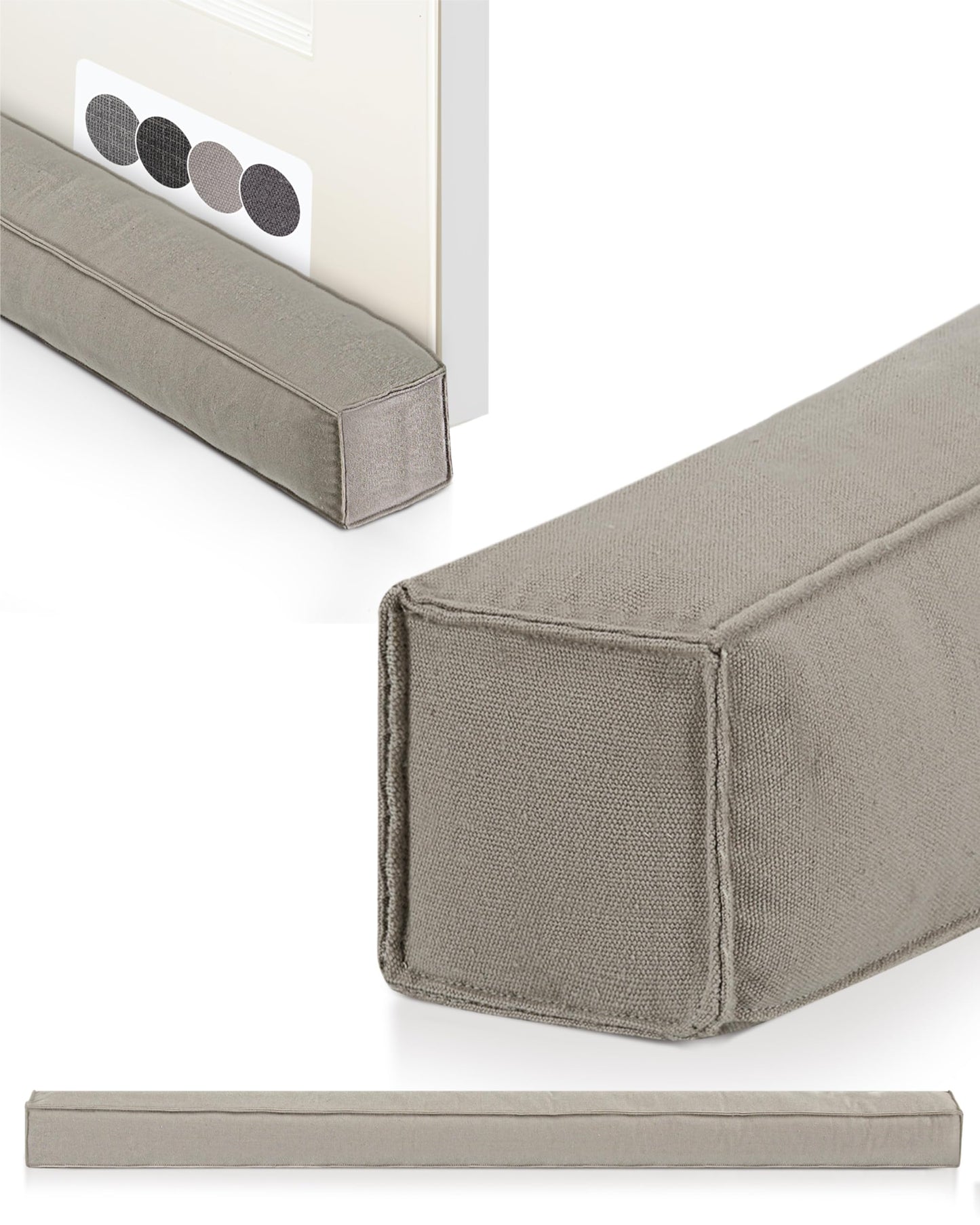 Zugluftstopper-Set für Türen und Fenster (2 Stück), Hellgrau 90 cm