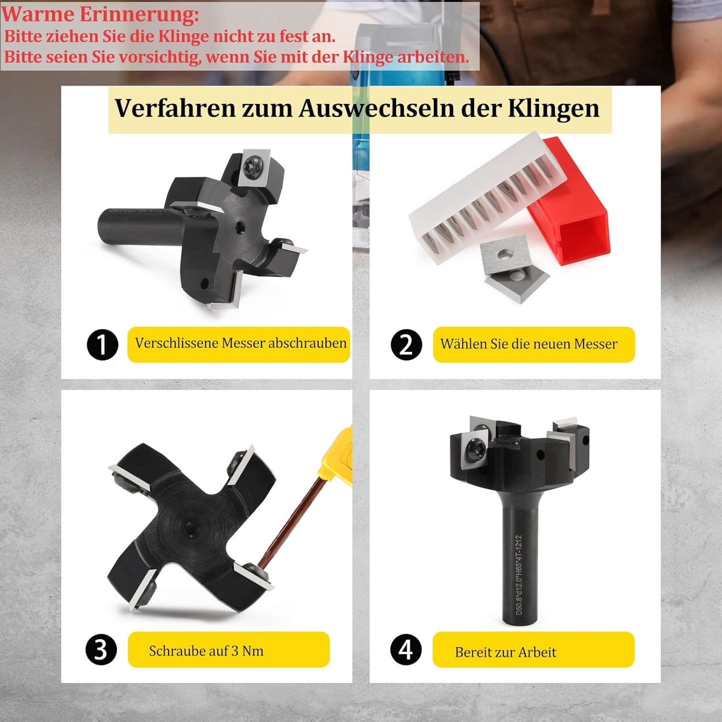 Planfräser mit 10 austauschbaren Hartmetallmessern, S=12,D=50.8 4 Flöten