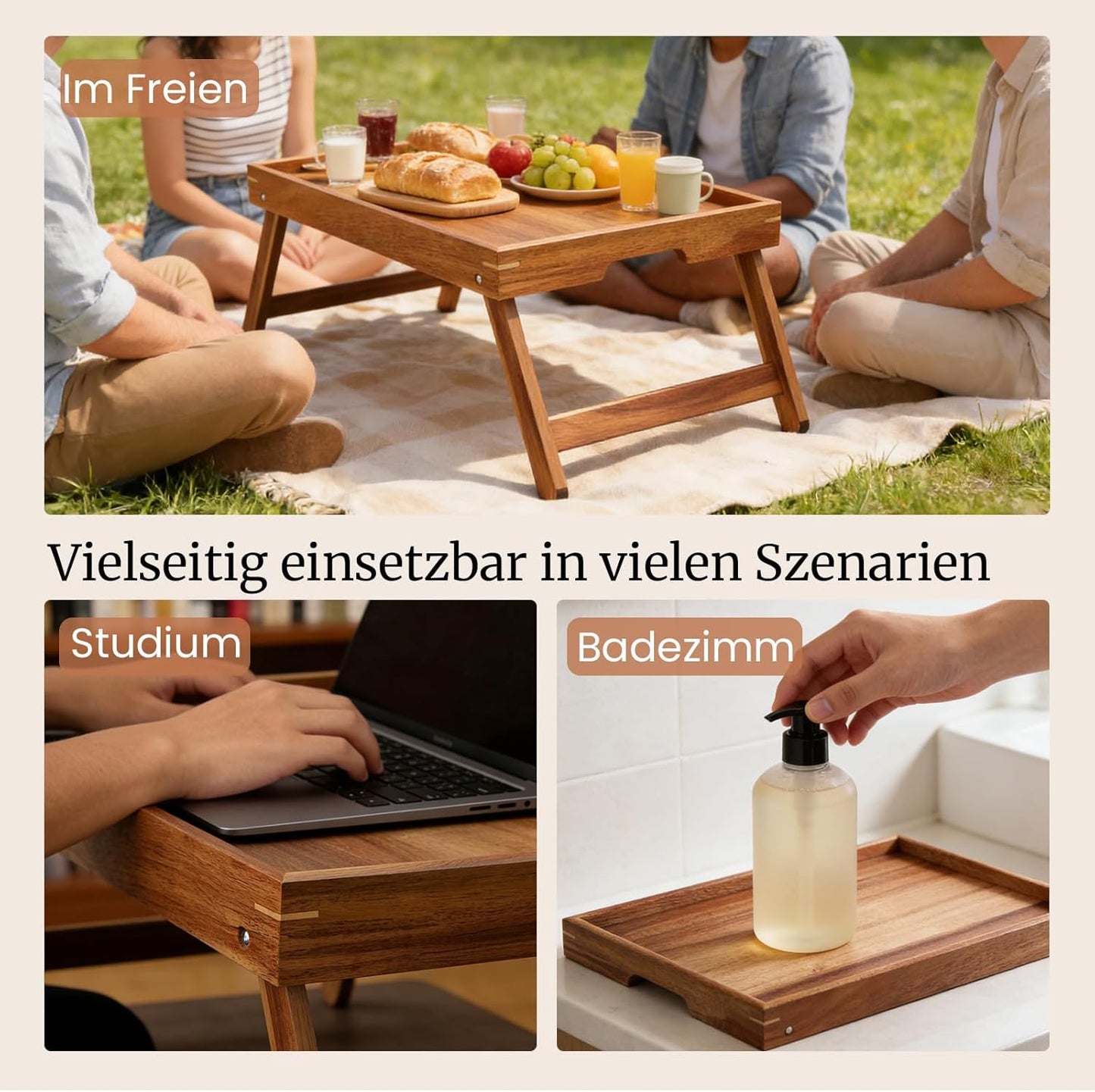 Betttisch mit klappbaren Beinen