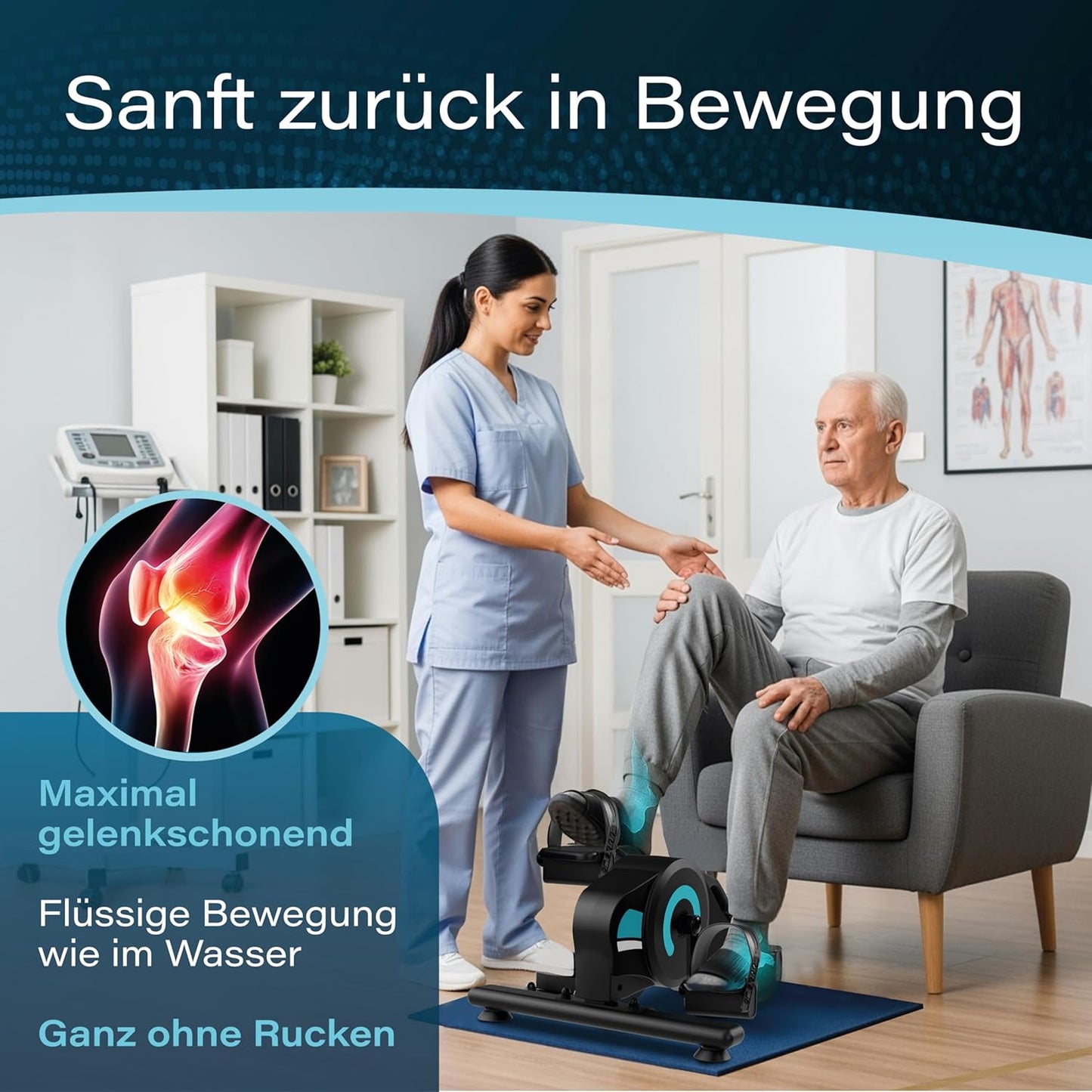 Pedaltrainer Ergometer-Set mit Magnetbremse