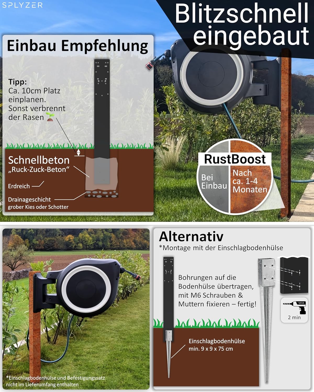 Halterung für Schlauchboxen, Cortenstahl - Blank