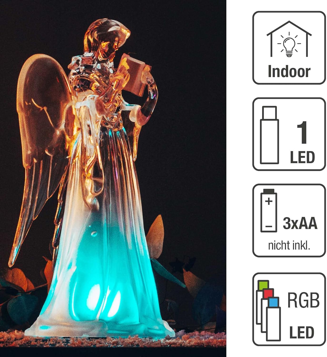 LED Engel Figur, Engelsfigur mit Buch