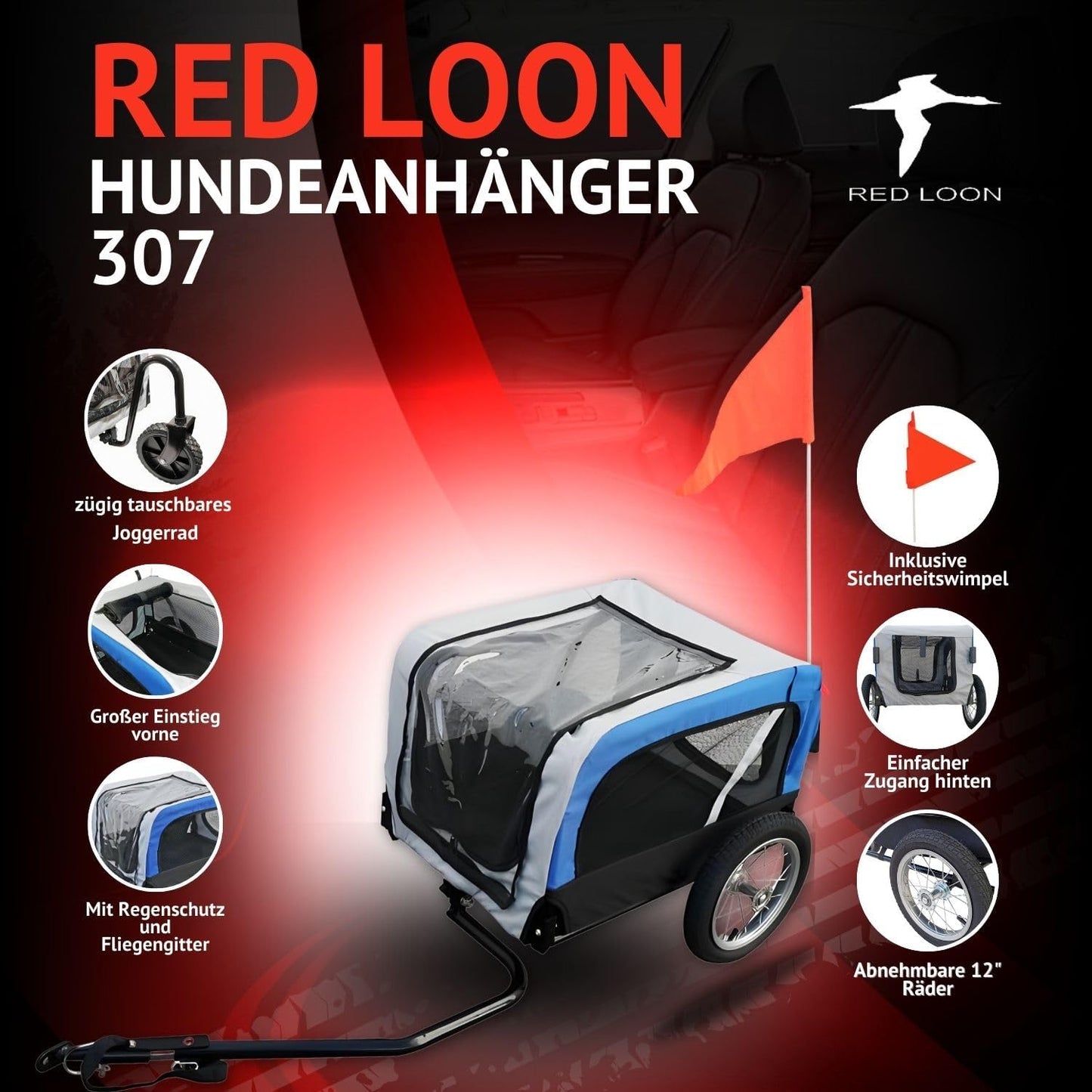 2in1 Fahrradanhänger & Hundebuggy Modell Red Loon Mini