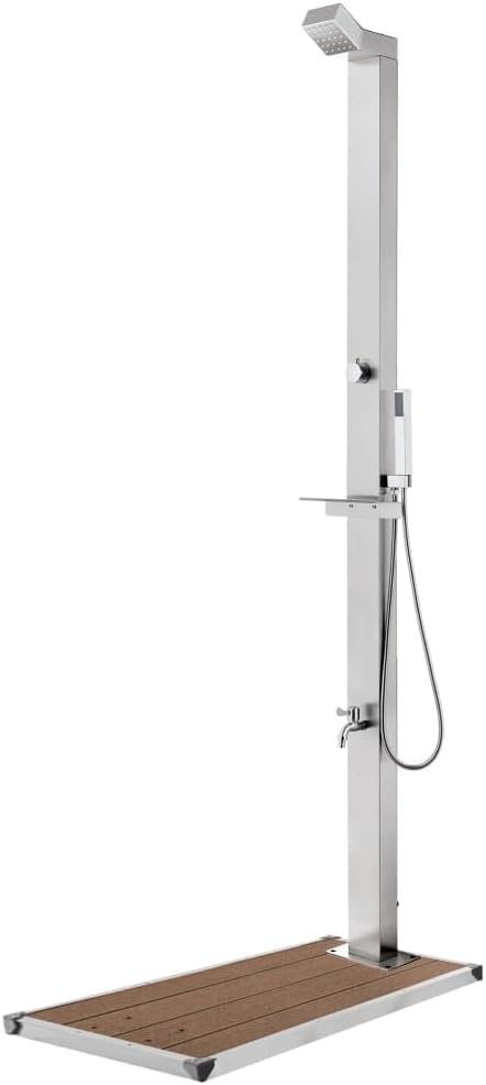Gartendusche mit Bodenplatte, 110 x 62 x 5 cm Braun