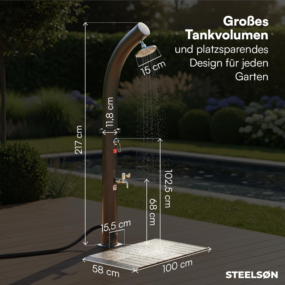 Solardusche mit Bodenplatte, 20 Liter mit Bodenplatte