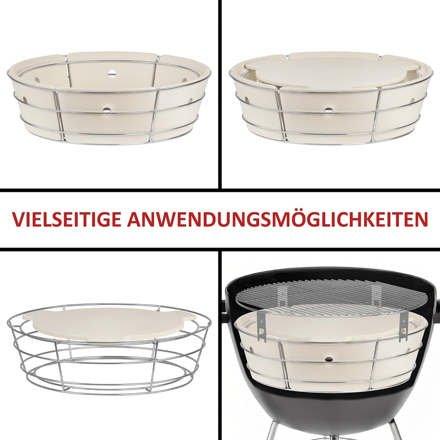 Grillaufsatz mit Pizzastein für Kugelgrill