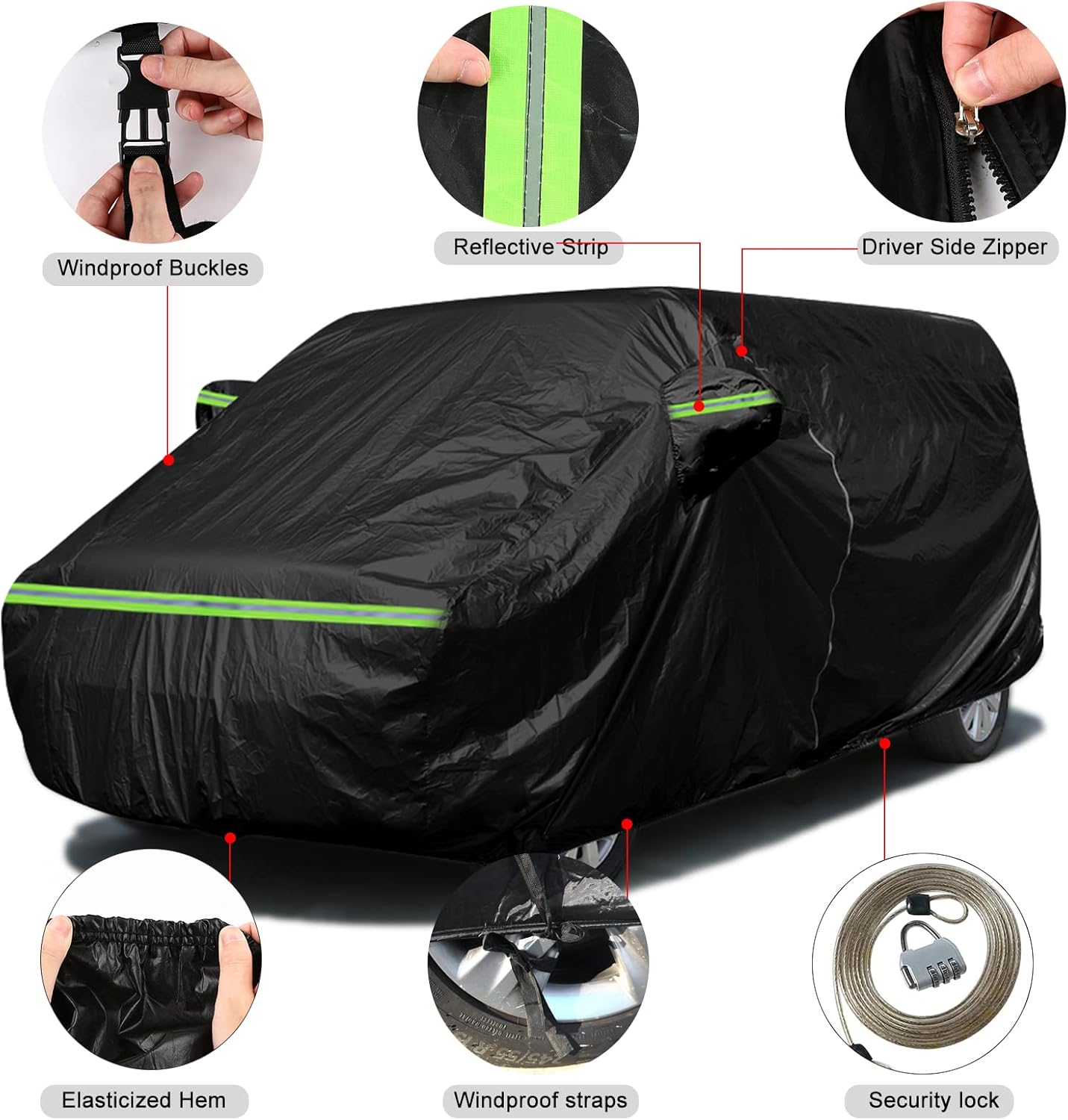 Autoabdeckung für VW T5 T6 LWB, Wetterfest UV-beständig, Schwarz, Maßgeschneidert für VW T5 T6 LWB, L530(490–530cm)