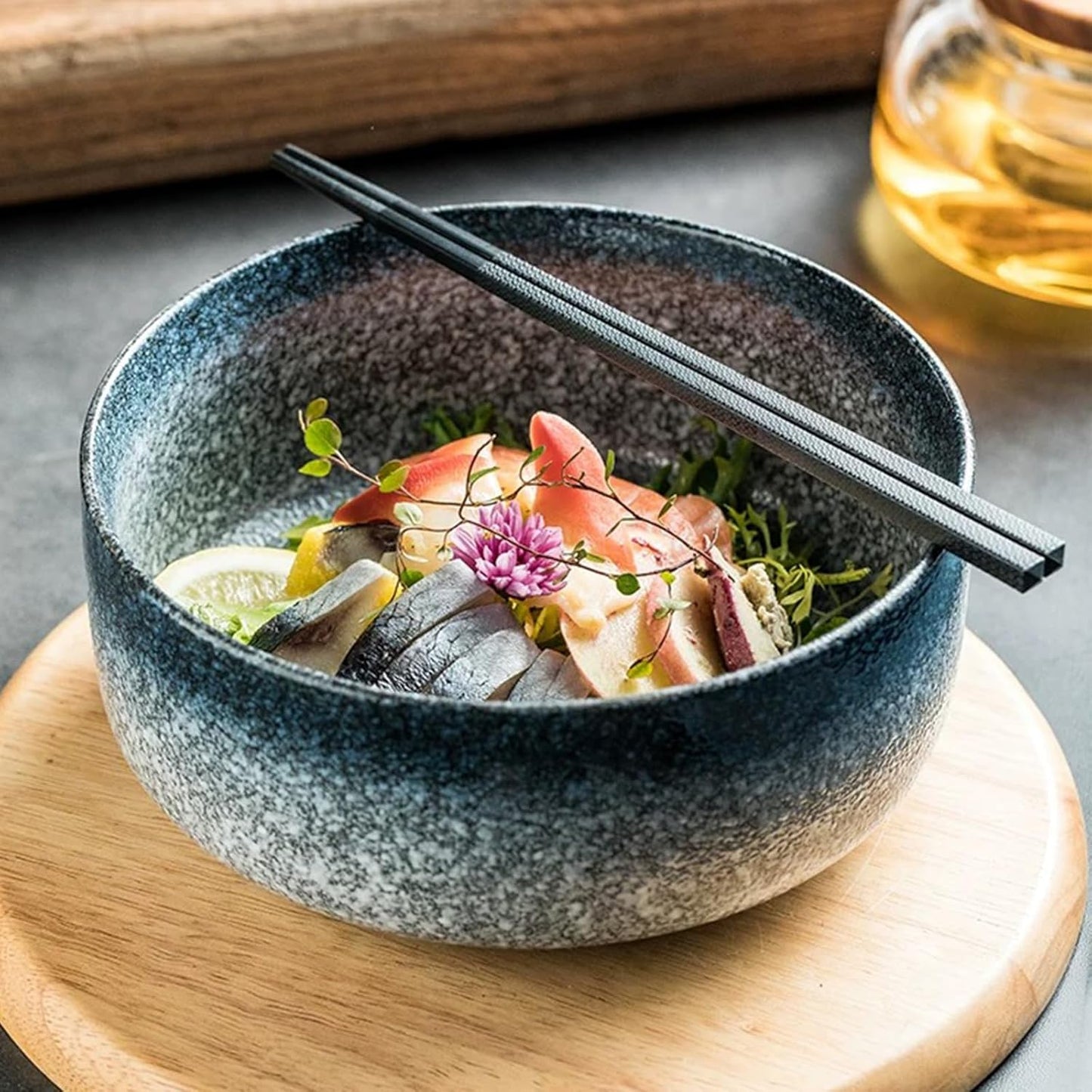 Ramen-Schüssel-Set, Glas Blau