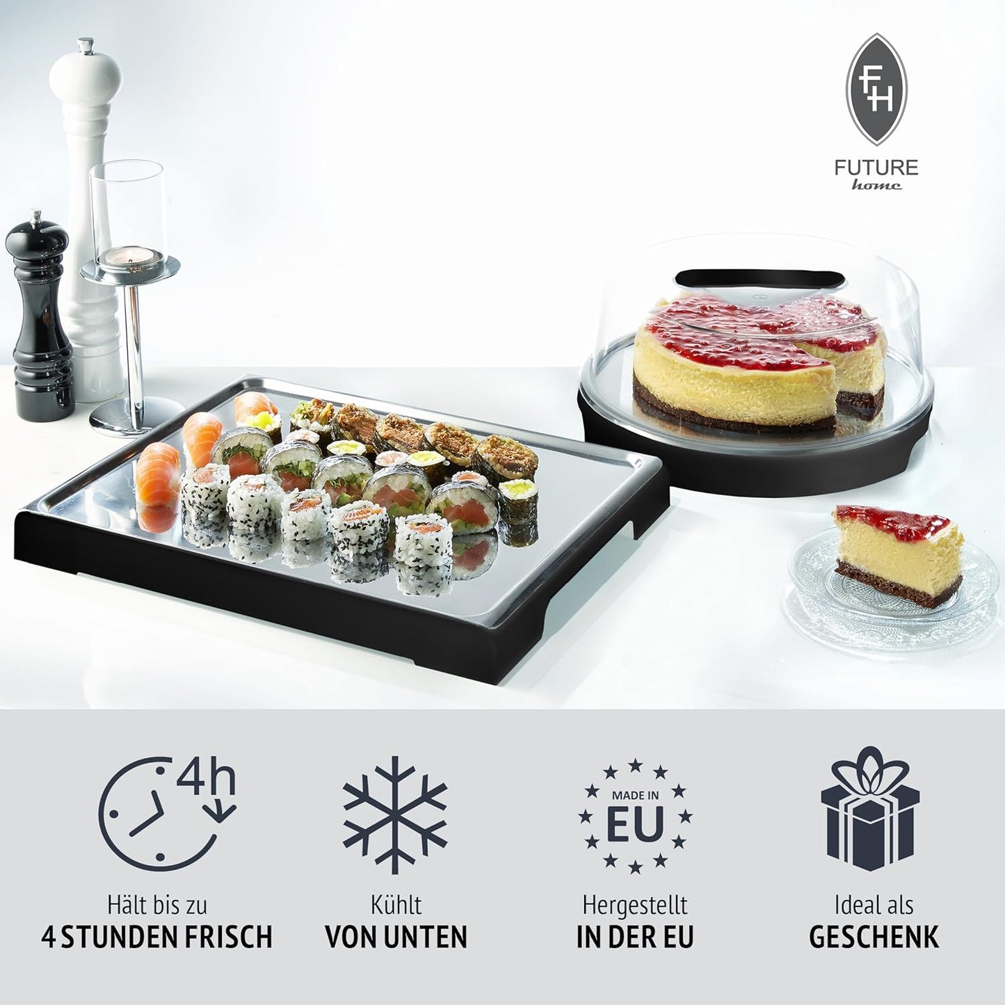 Servierplatte mit Deckel & Kühlakkus, Klassisch