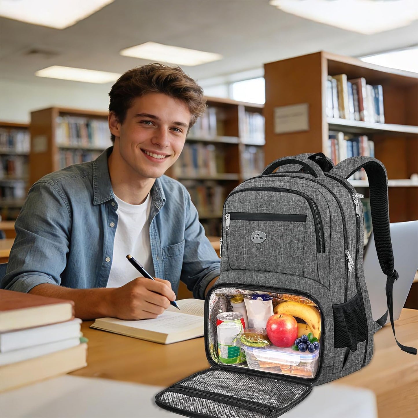 Laptop-Rucksack mit Kühlfach und USB-Anschluss, L Grau