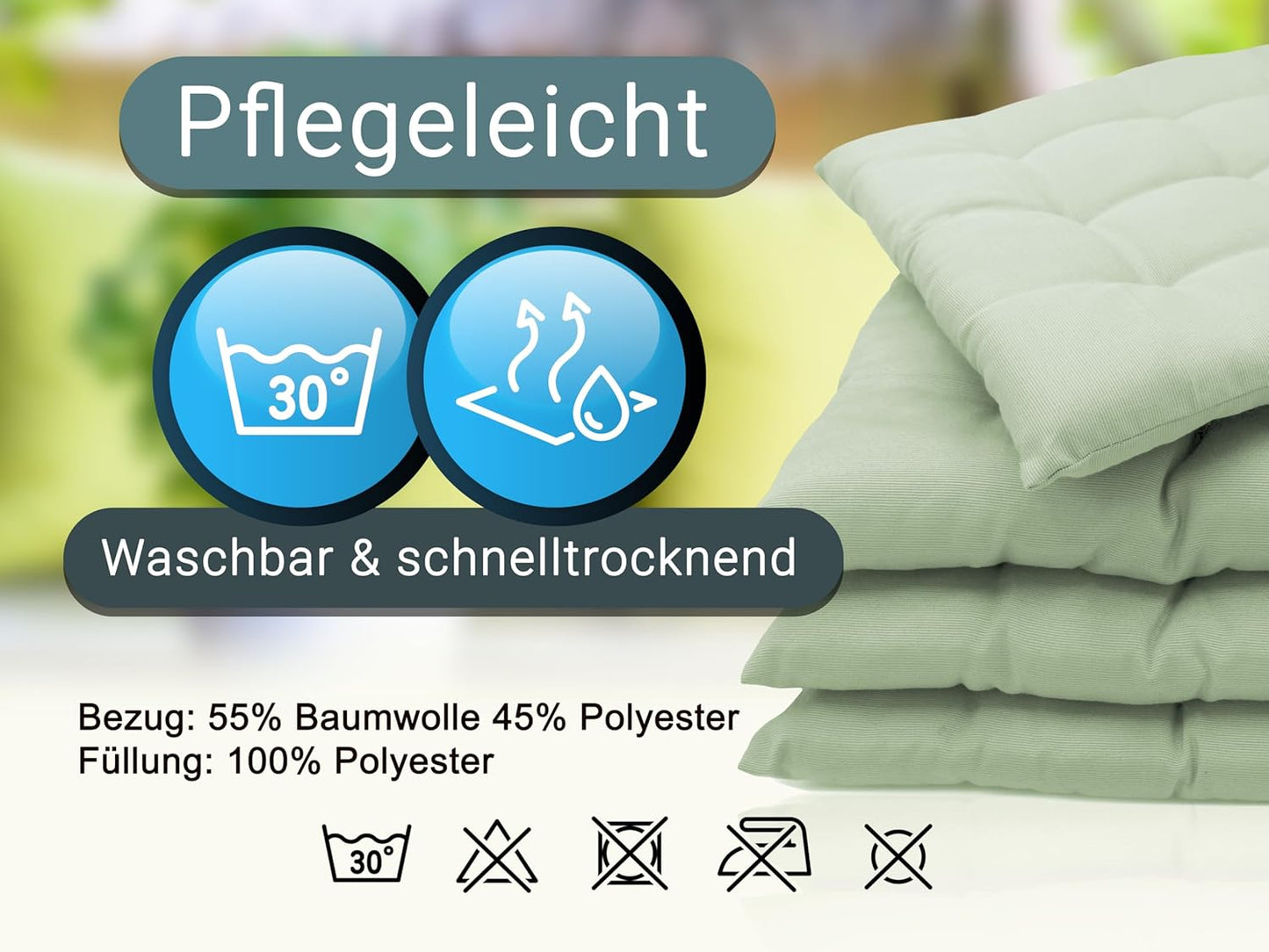 4er Sitzkissen Set, 4 Stück (1er Pack) Lindgrün