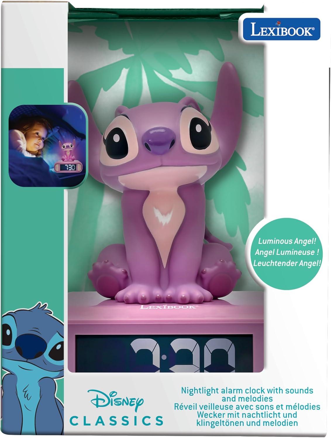 Disney Stitch Nachtlicht-Wecker mit Schlummerfunktion, Disney Stitch - Angel
