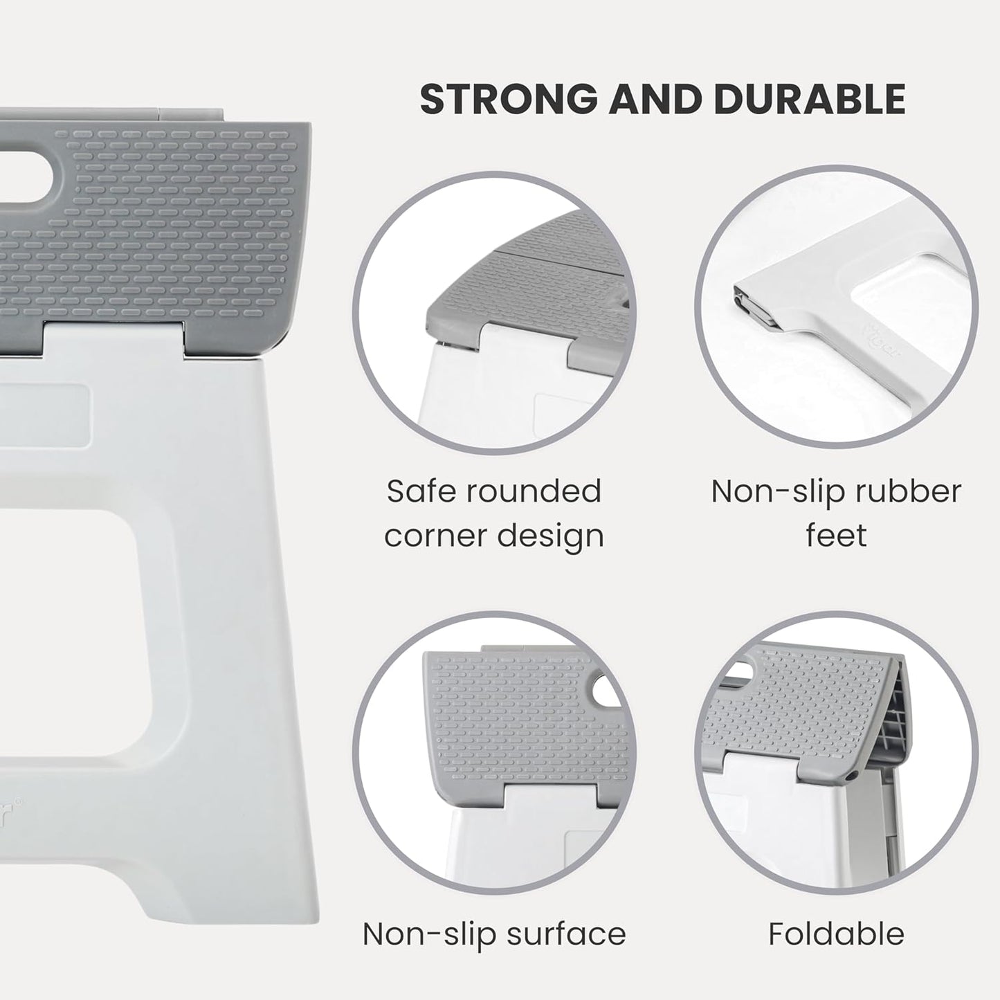 Klappbarer Tritthocker, Grau 27 cm, 1-Step