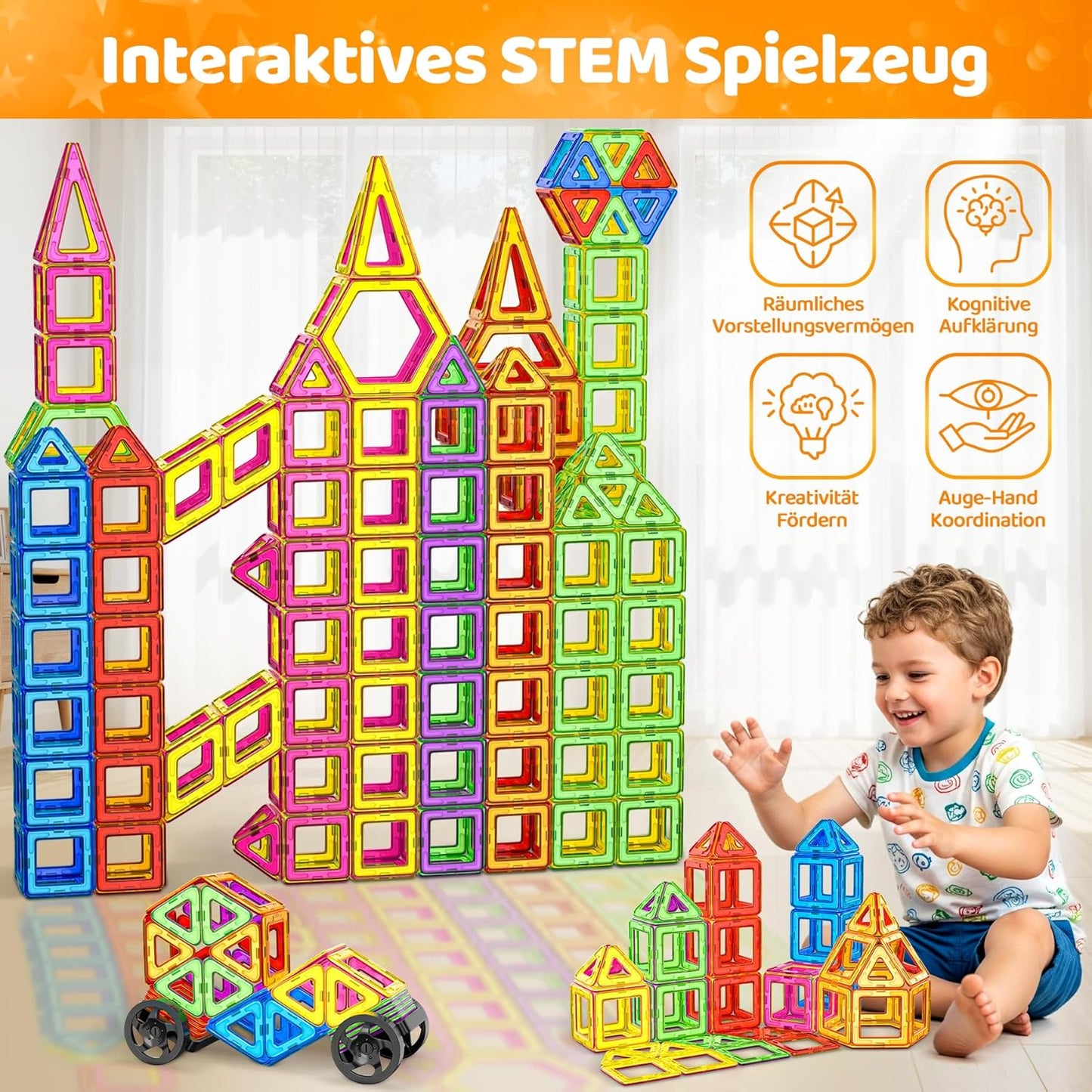 Magnetische Bausteine Konstruktions-Set (120 Teile), A-multi