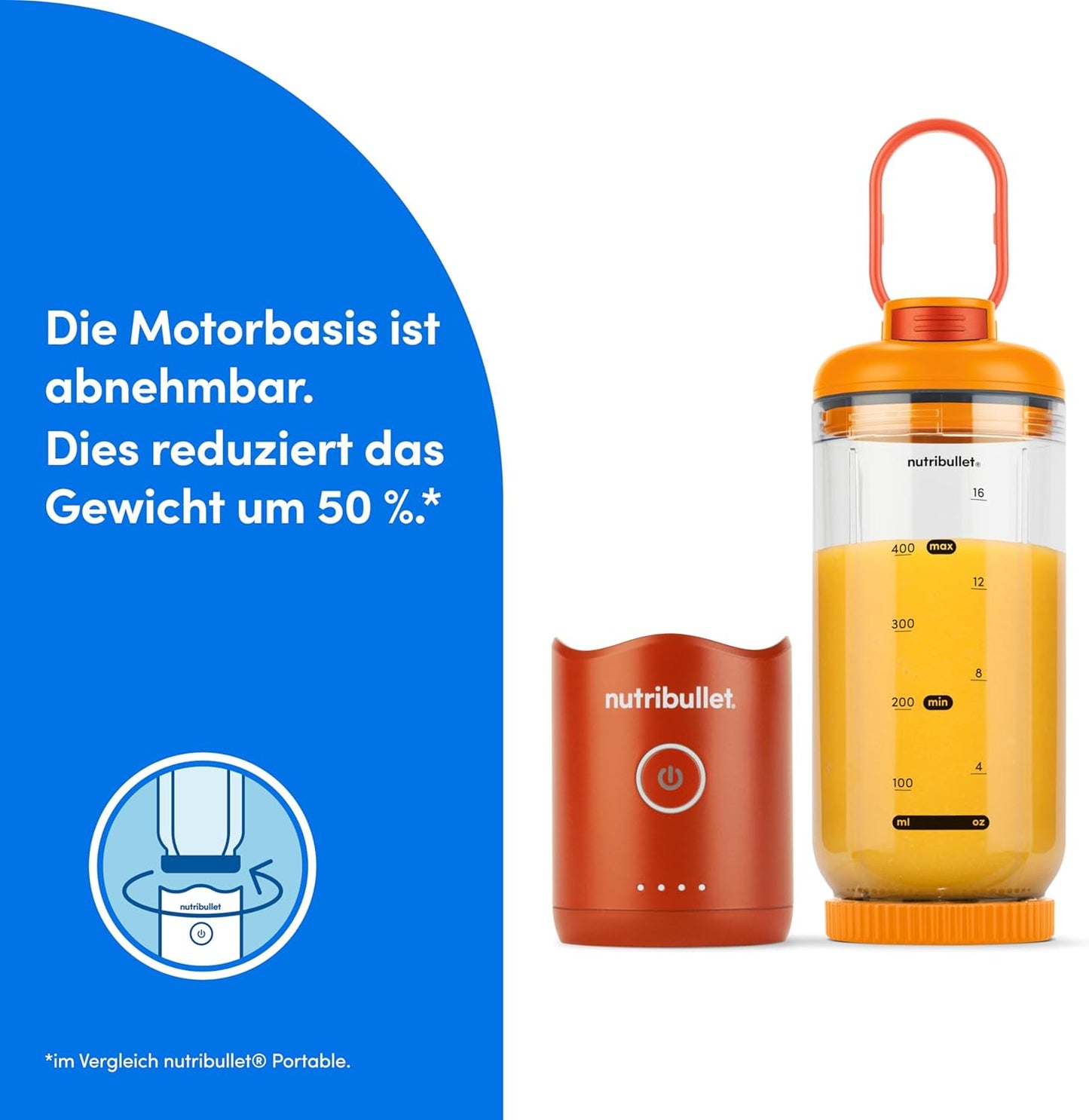 Mini-Standmixer Flex NBP013OR mit Trageschlaufe & USB-C
