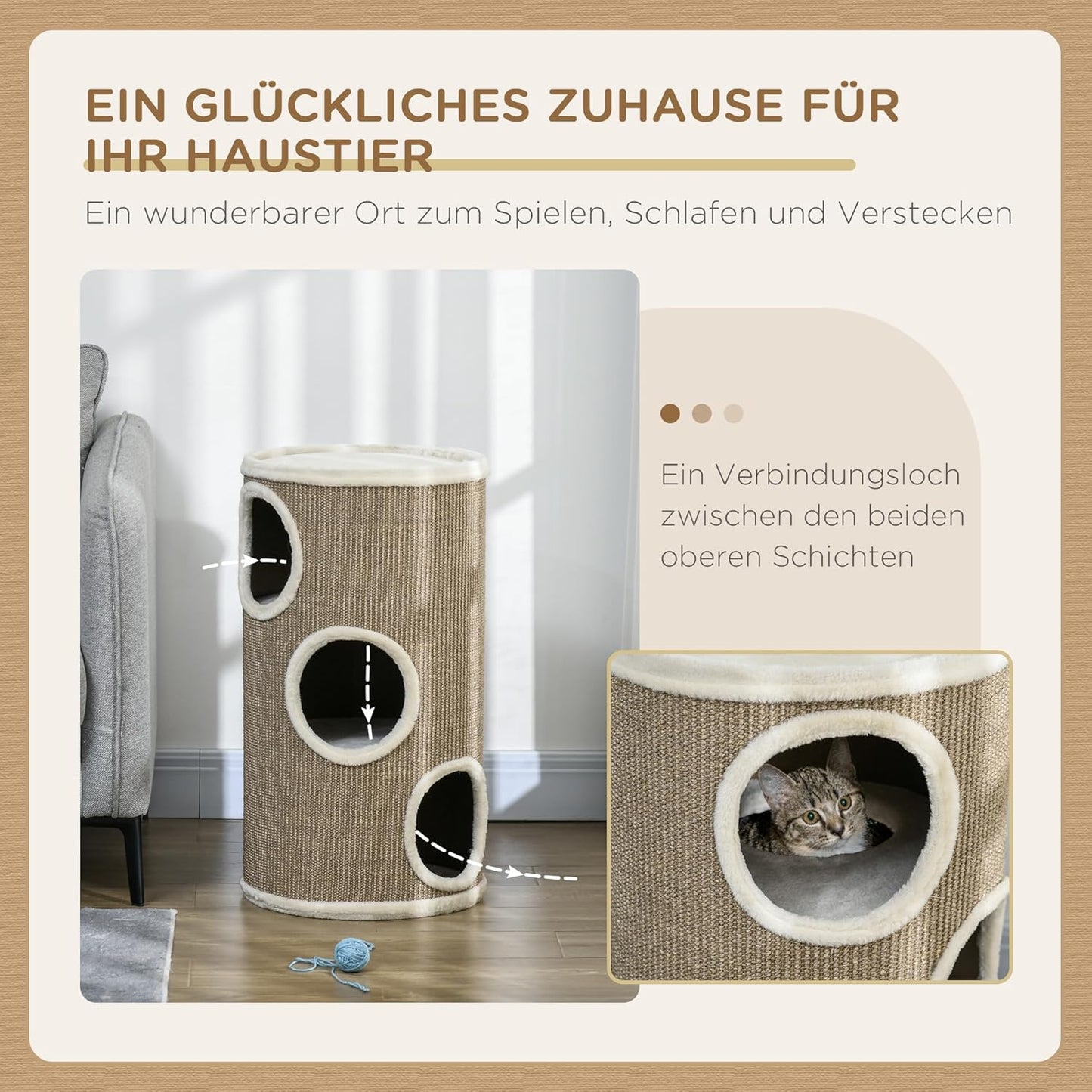 Kratztonne Spanplatte, Sisal Braun, Braun