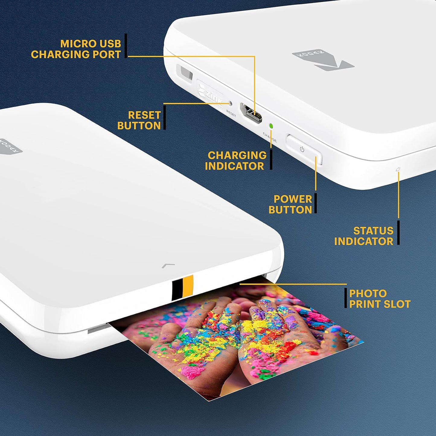 Step Slim Sofort-Smartphone-Fotodrucker, Drucker Weiss