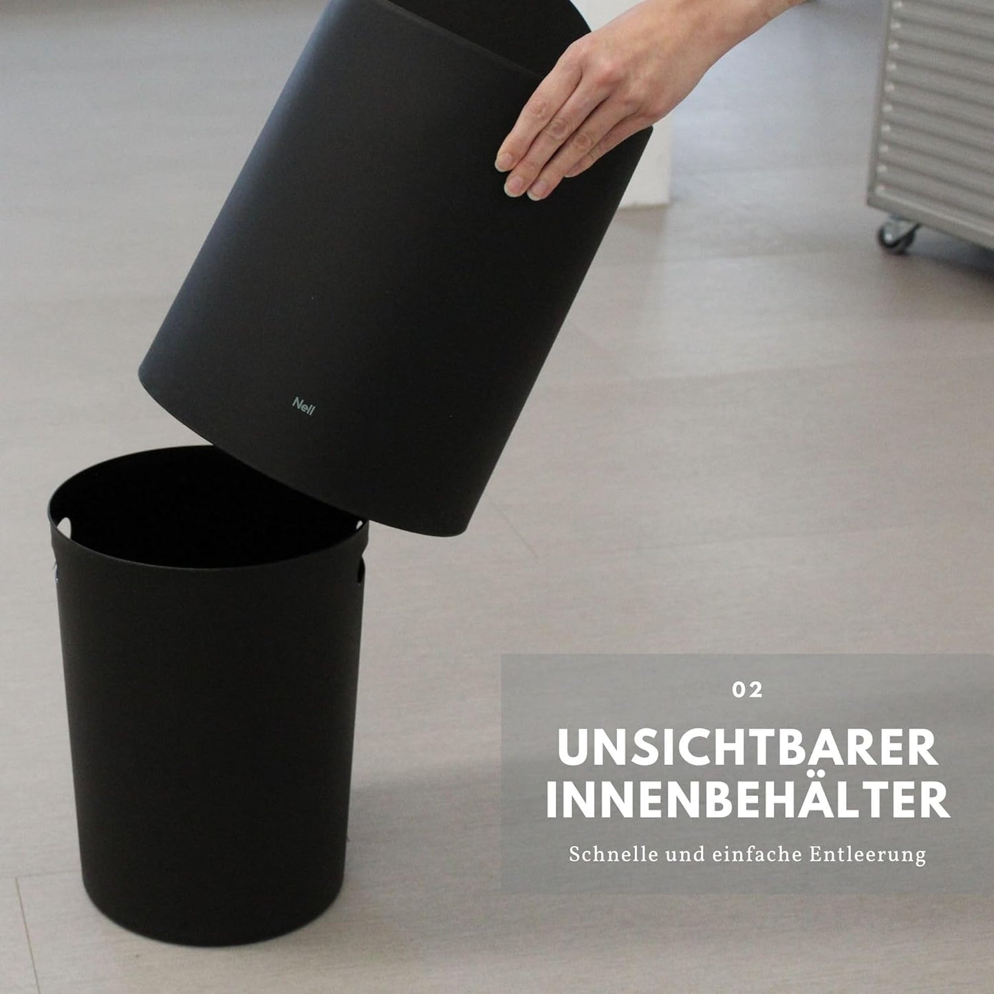 Mülleimer mit Schwingdeckel, 12l mit Deckel Schwarz