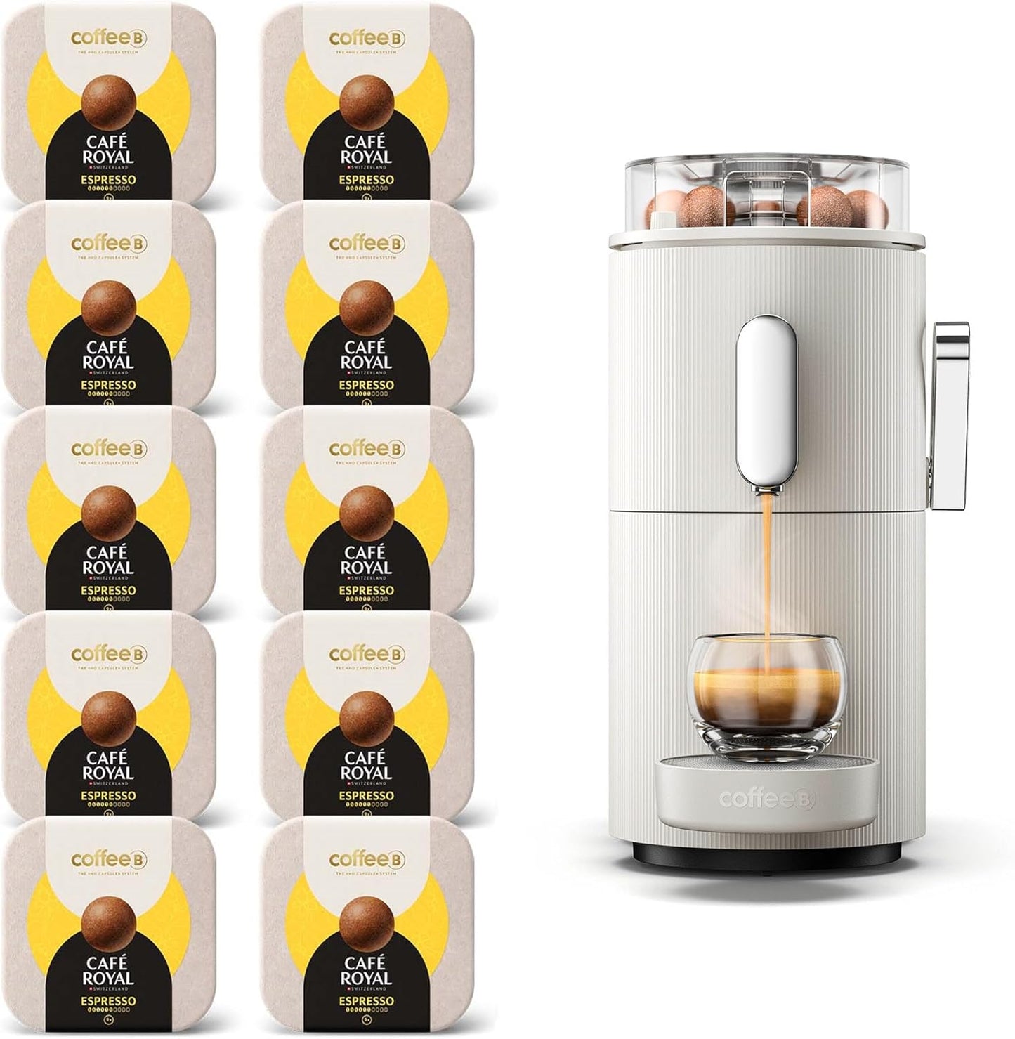 Kaffeemaschine Globe mit 90 kompostierbaren Espressobällen, Weiß +90 Bälle ESPRESSO