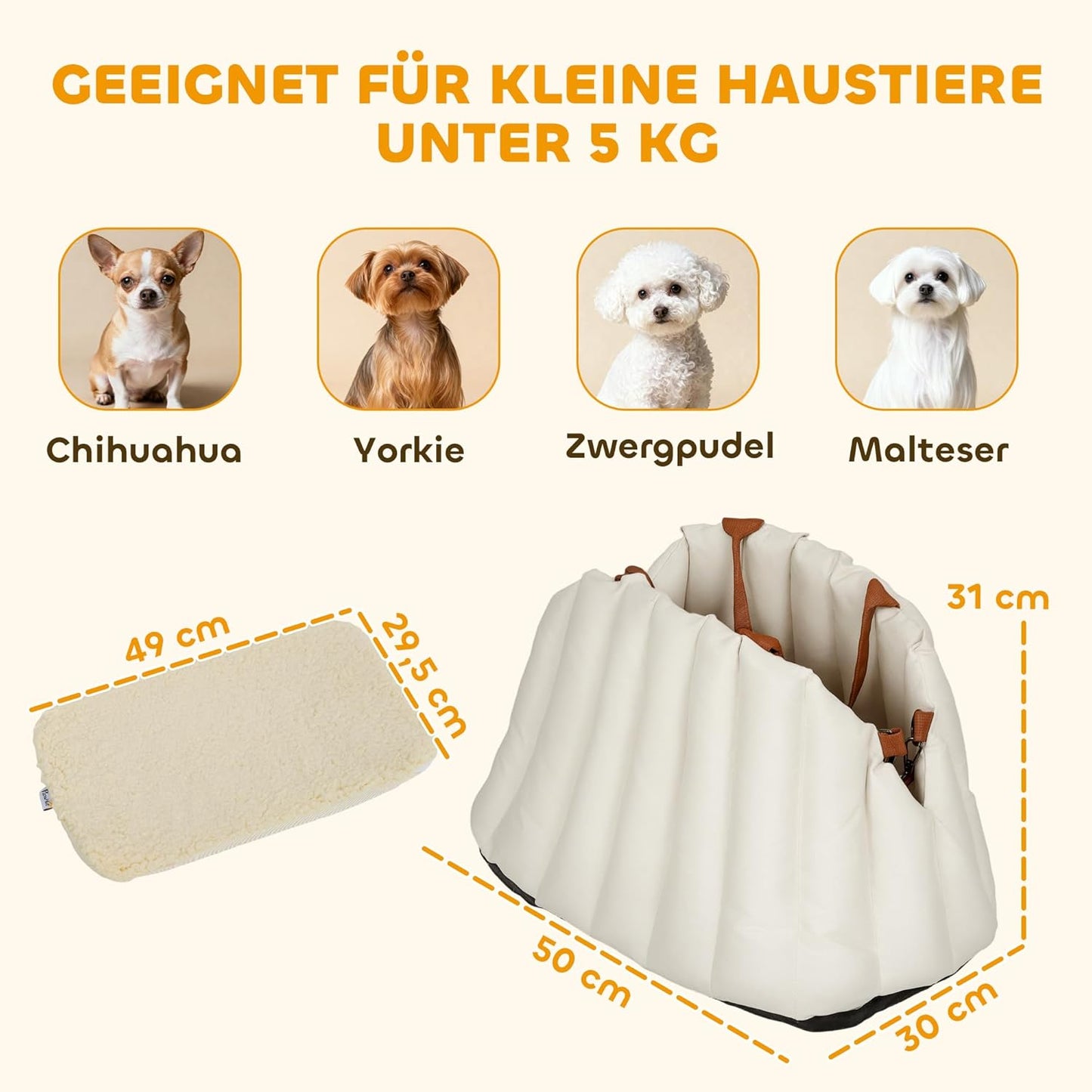 Hundetragetasche mit Sicherheitsgurt