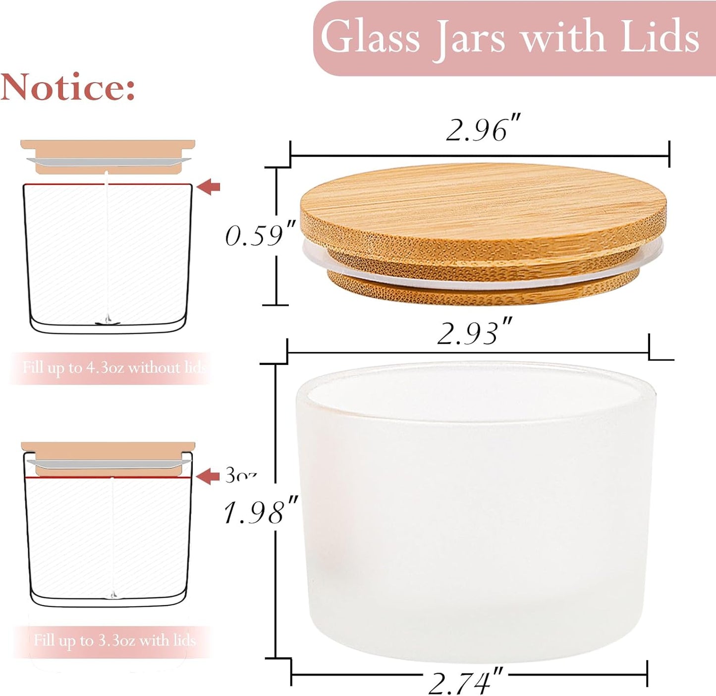 Frostige Glas-Kerzengläser mit luftdichten Deckeln, 15 Stück, Frostige
